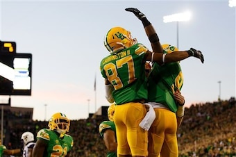Oregon RB Royce Freeman, RB/WR Byron Marshall and WR Darren Carrington