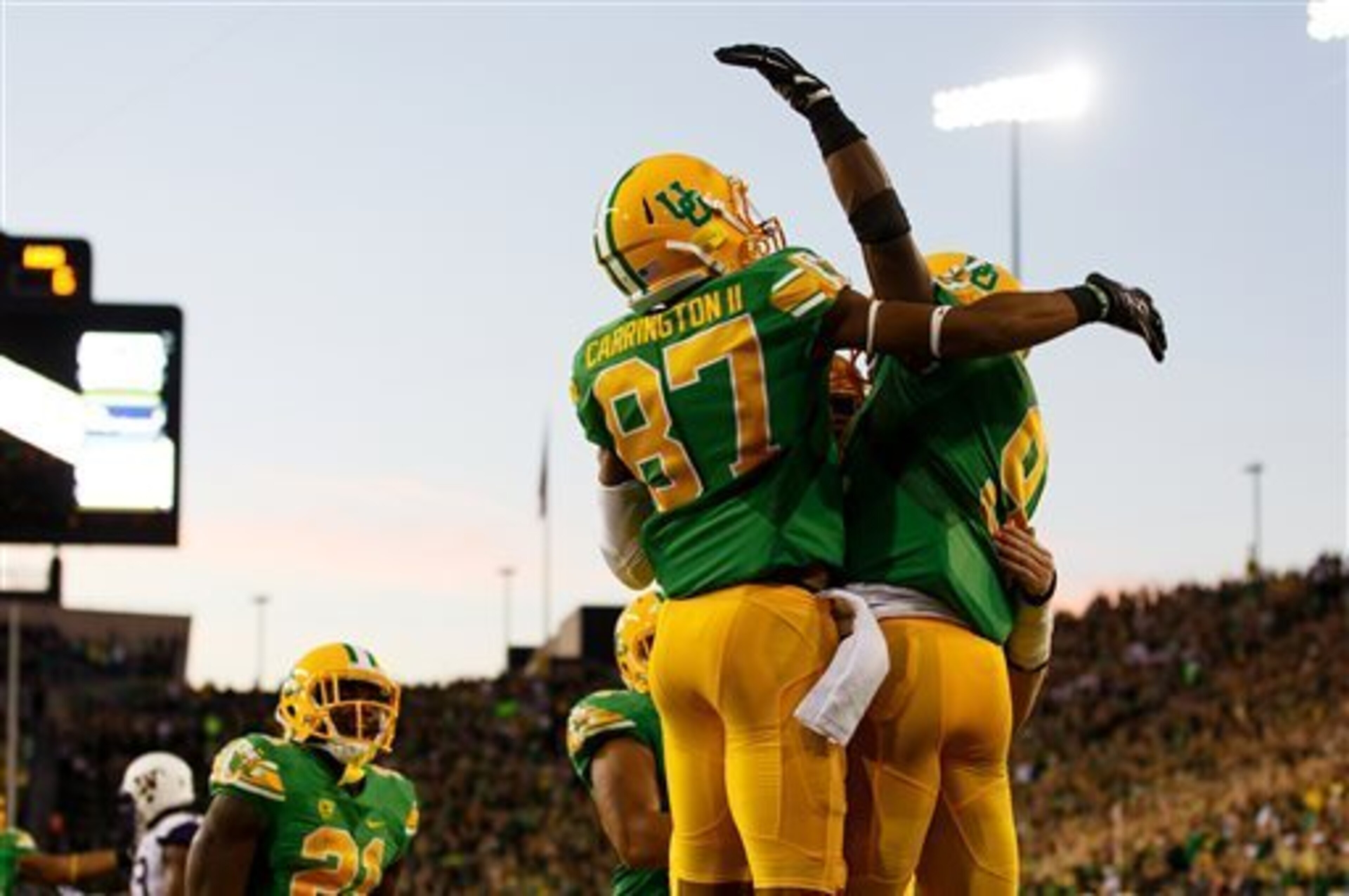 Oregon RB Royce Freeman, RB/WR Byron Marshall and WR Darren Carrington