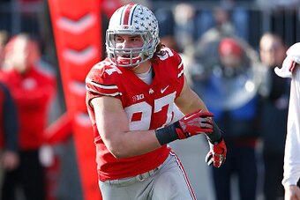 Where does Ohio State's Joey Bosa rank among the top defensive ends in college football?