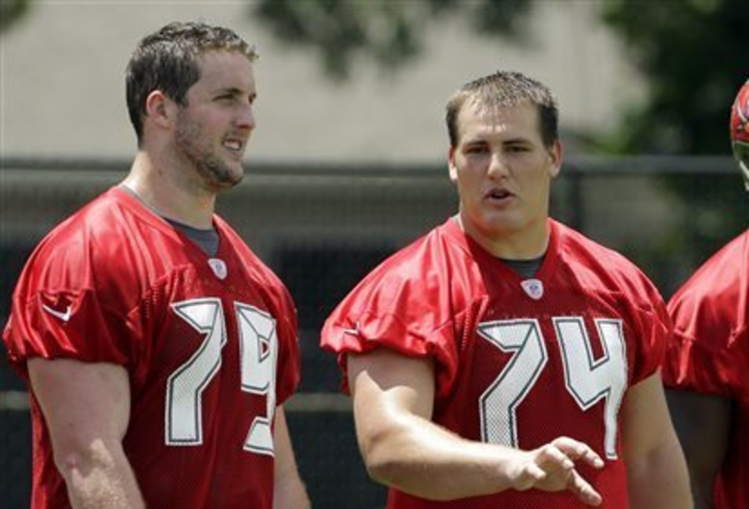 Rookie guard Ali Marpet (No. 74) is already taking first-team reps.