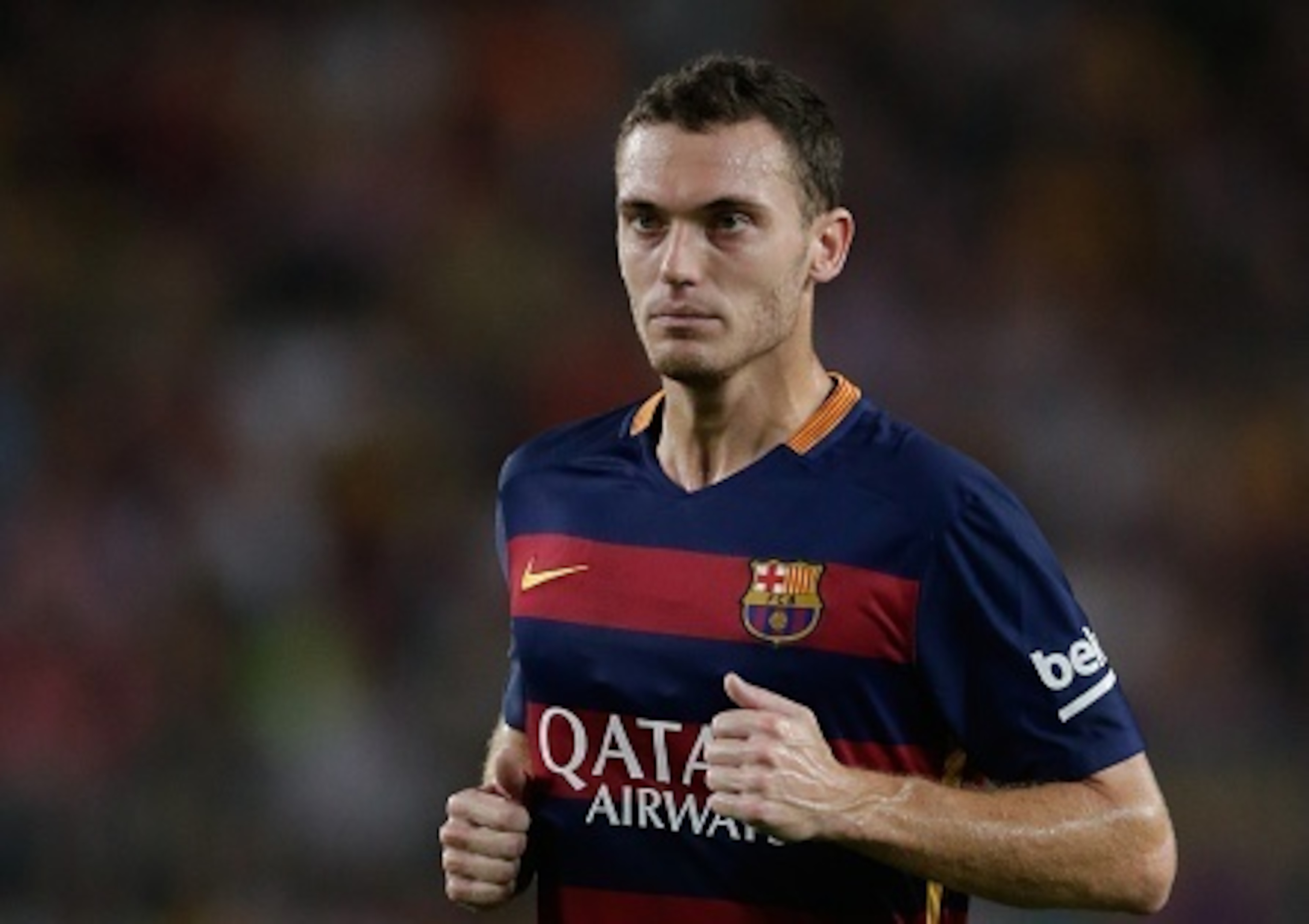 Thomas Vermaelen of FC Barcelona during the Joan Gamper Trophy match between Barcelona and AS Roma on August 5, 2015 at the Camp Nou stadium in Barcelona, Spain.(Photo by VI Images via Getty Images) Thomas Vermaelen of FC Barcelona during the Joan Gamper Trophy match between Barcelona and AS Roma on August 5, 2015 at the Camp Nou stadium in Barcelona, Spain.(Photo by VI Images via Getty Images)