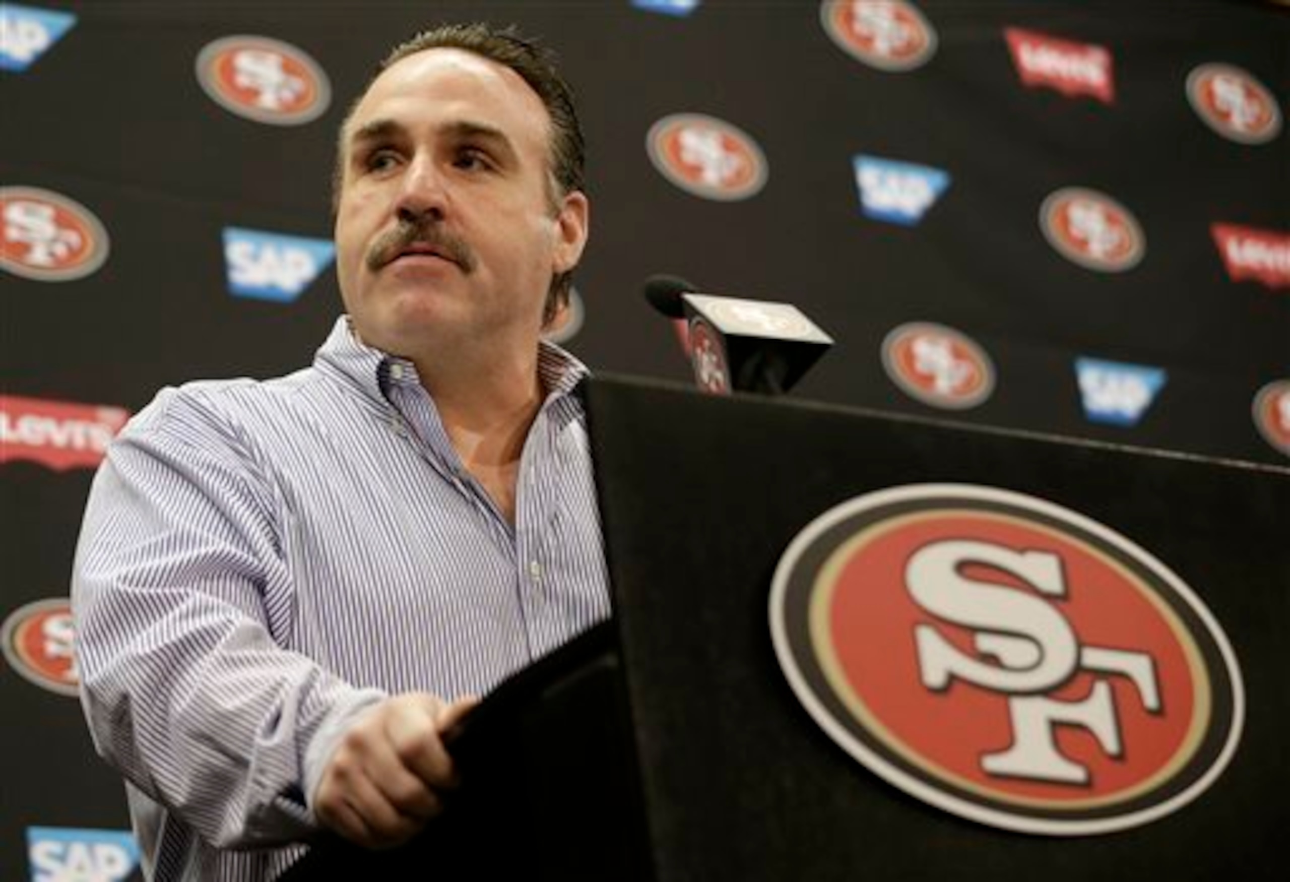 Jim Tomsula replaces Jim Harbaugh as the 49ers head coach and has been dealt one of the toughest offseasons in recent NFL history. Jim Tomsula replaces Jim Harbaugh as the 49ers head coach and has been dealt one of the toughest offseasons in recent NFL history.