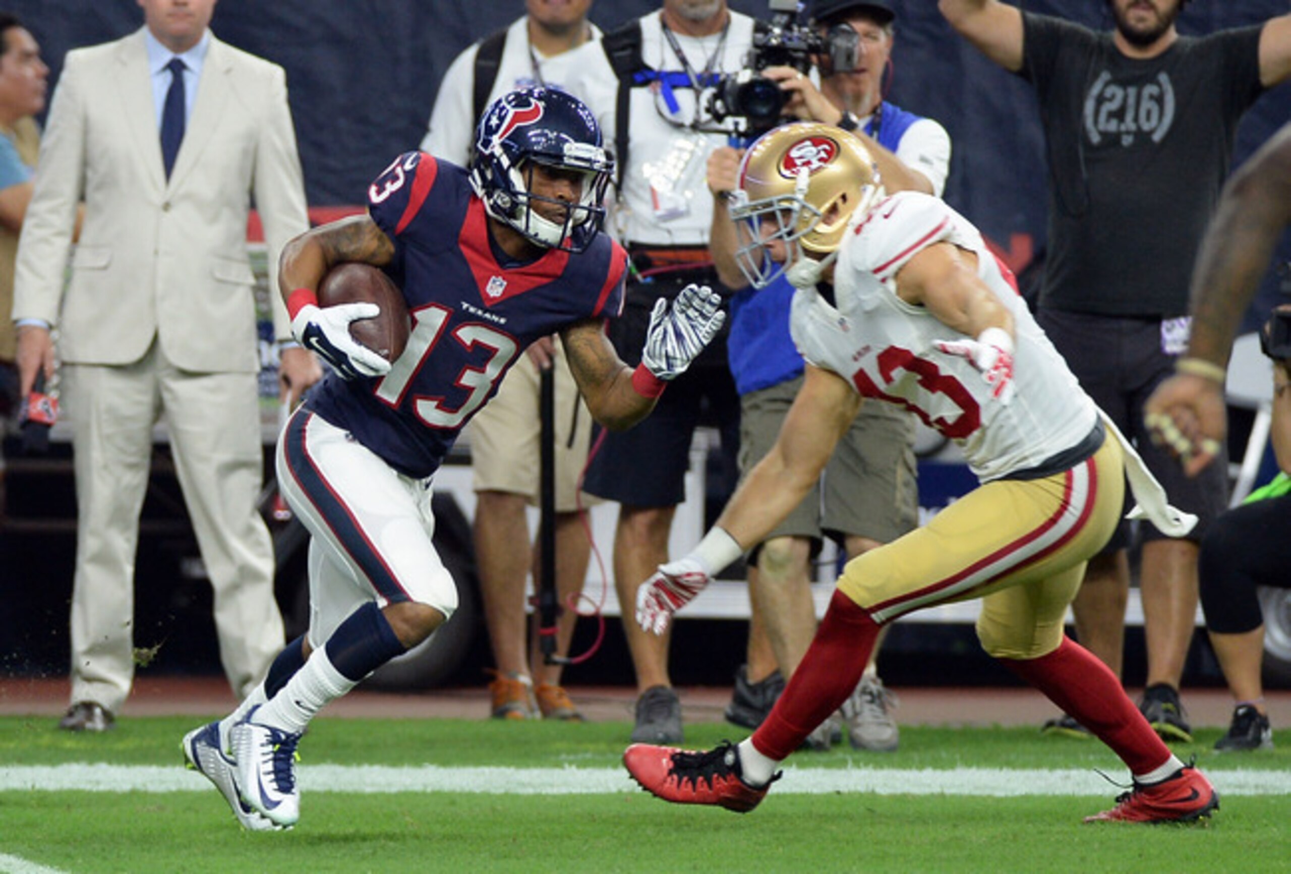 Craig Dahl misses a tackle in a preseason game against the Houston Texans.