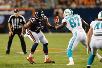 Charles Leno (72) and Jordan Mills have both struggled at right tackle this preseason.