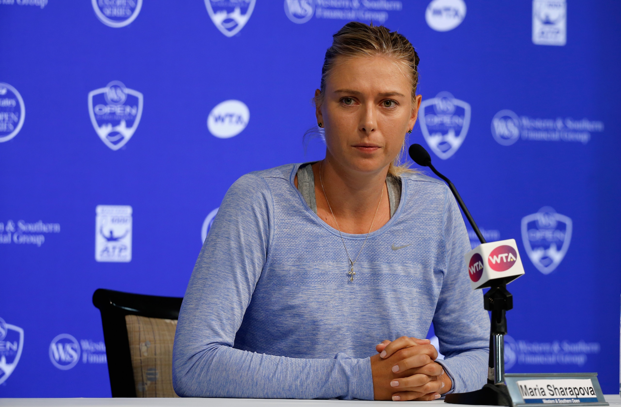Maria Sharapova during a press conference in which she announced her withdrawal from the Western & Southern Open.