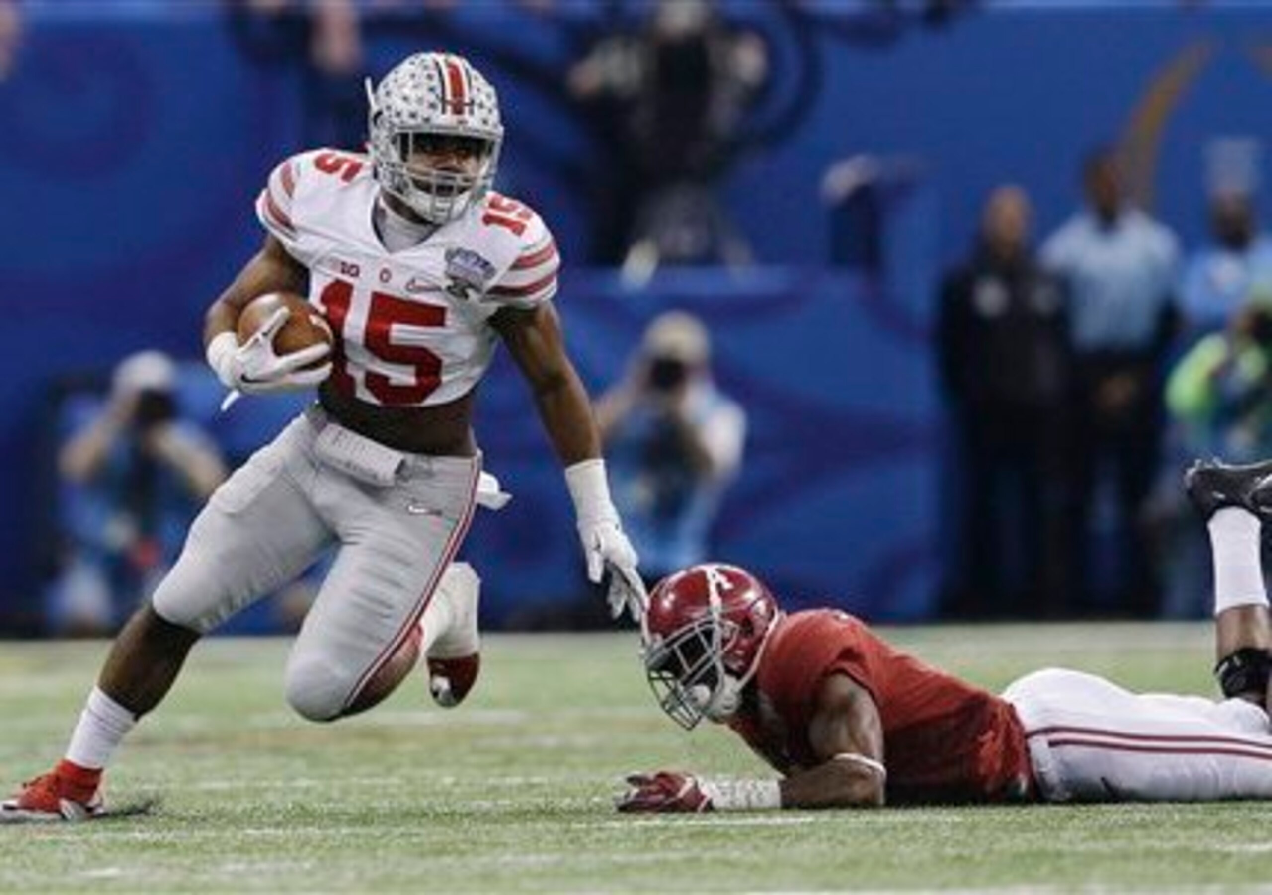 Ohio State RB Ezekiel Elliott (left) and Alabama S Eddie Jackson (right)