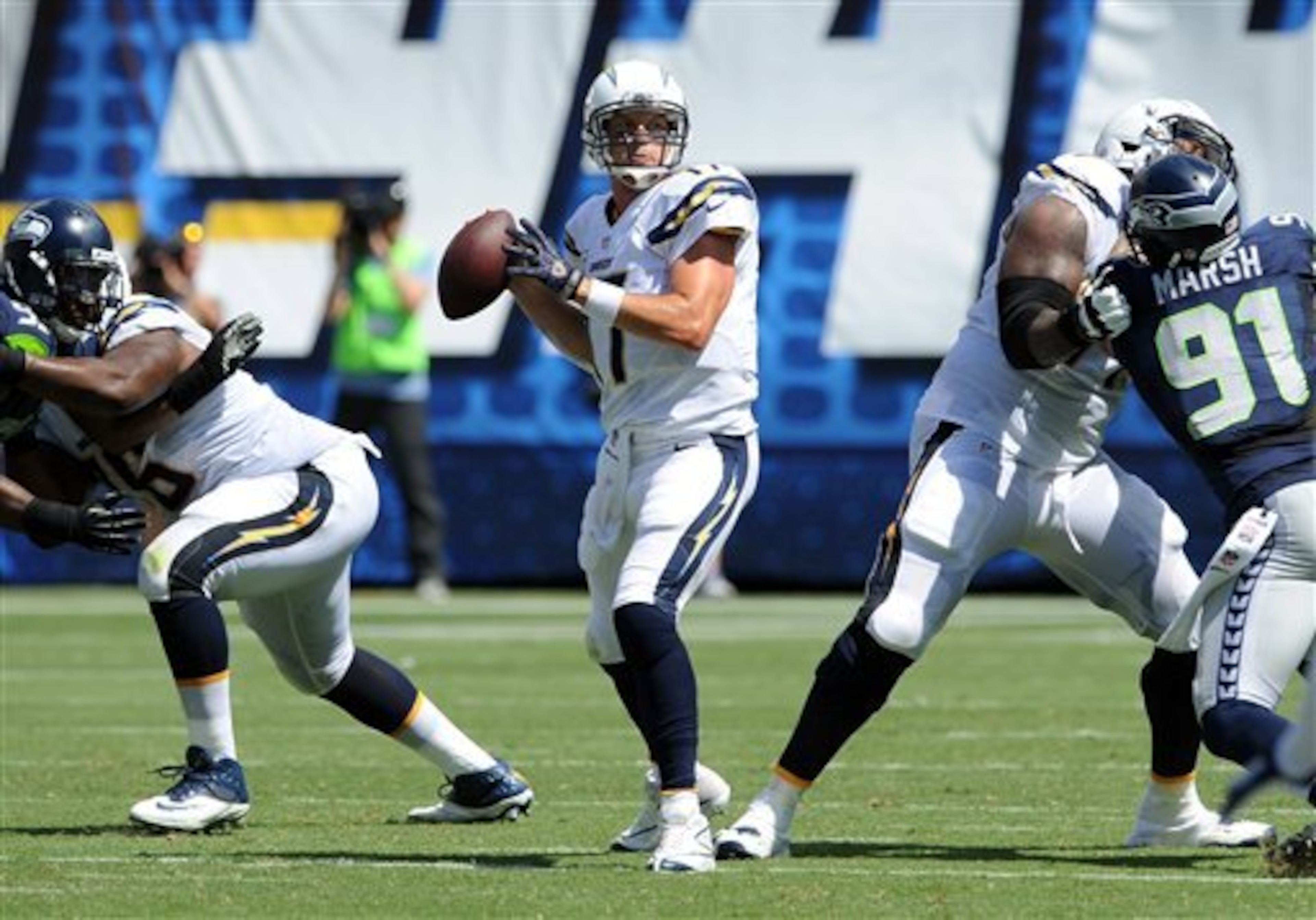 In their meeting last season, Chargers quarterback Philip Rivers lit up the Seahawks defense to the tune of 284 yards and three touchdowns. In their meeting last season, Chargers quarterback Philip Rivers lit up the Seahawks defense to the tune of 284 yards and three touchdowns.