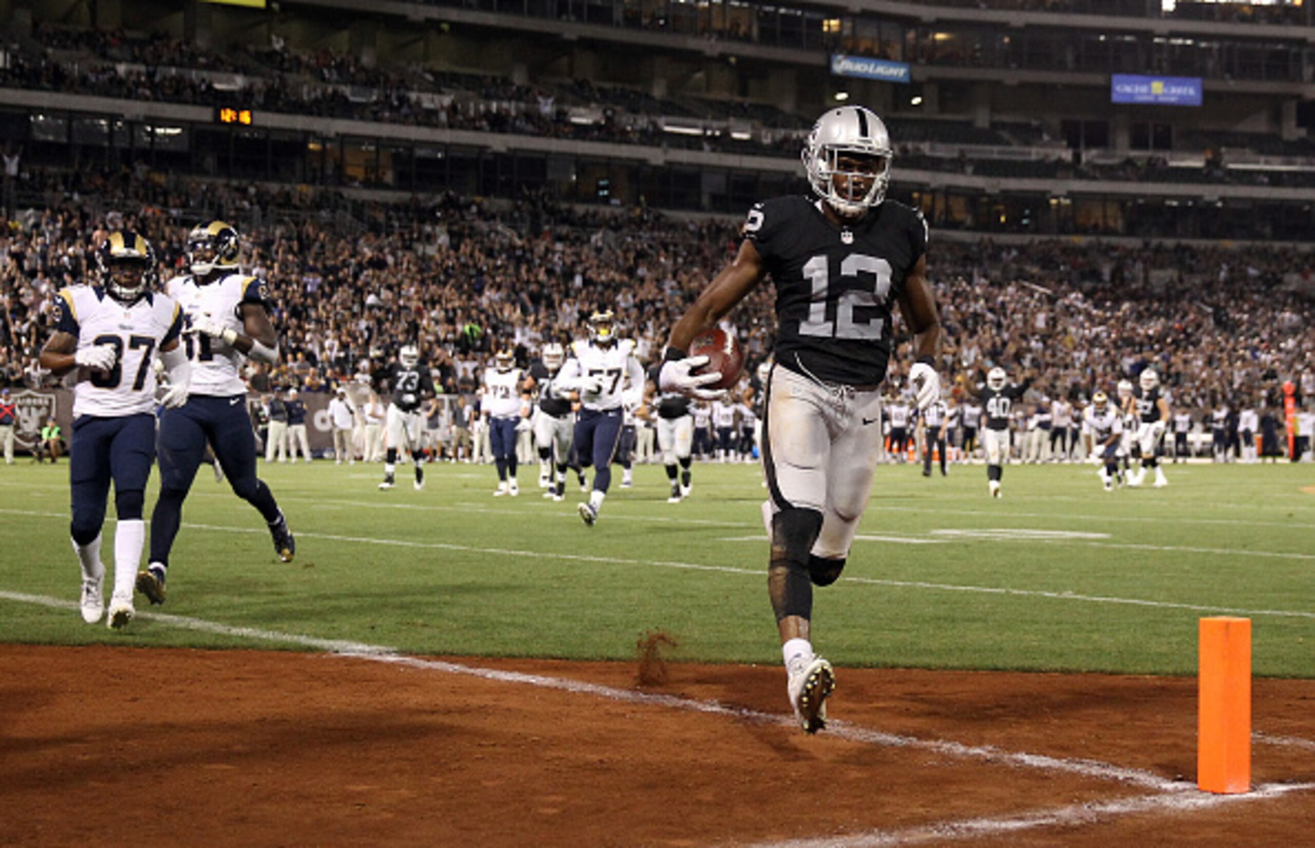 Brice Butler scores a touchdown.