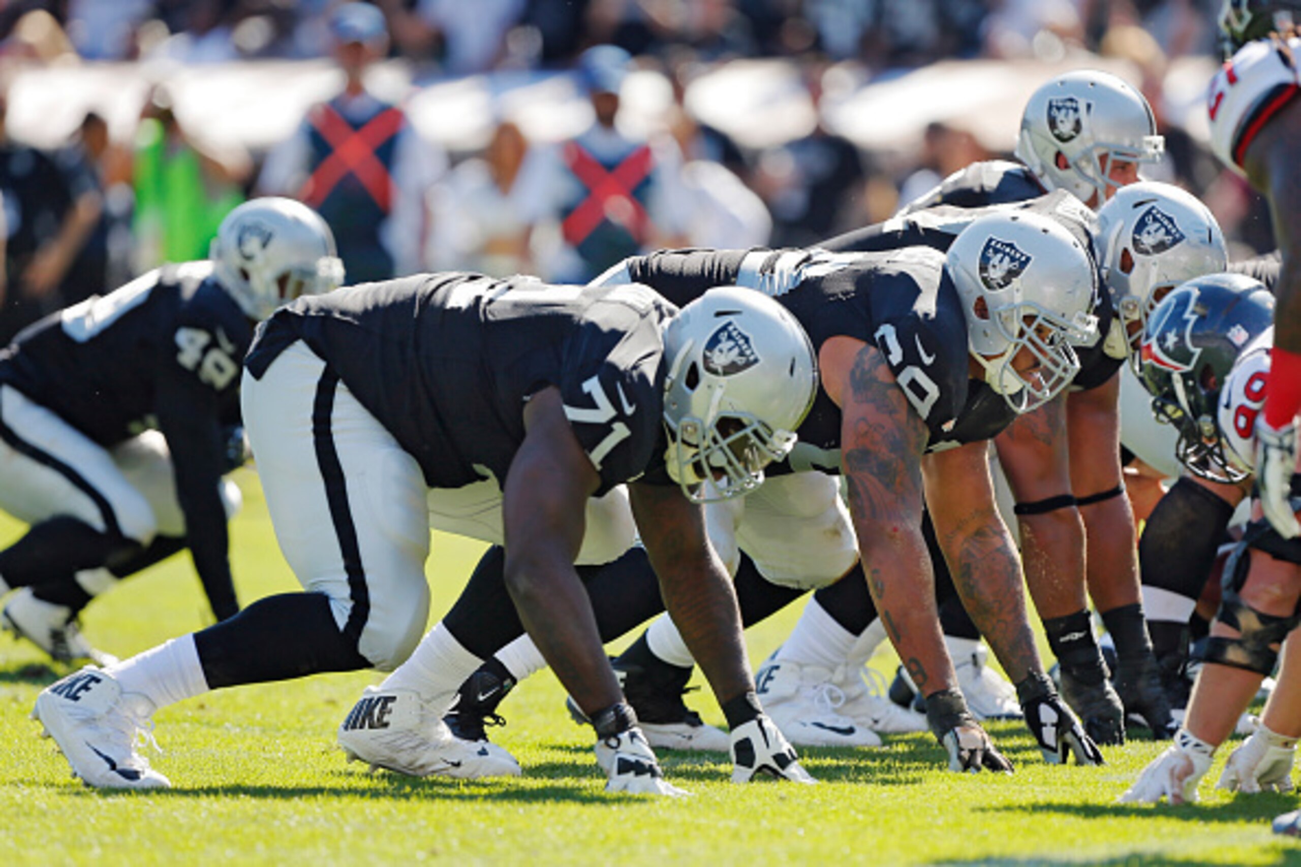 No. 71 Menelik Watson lined up in position.
