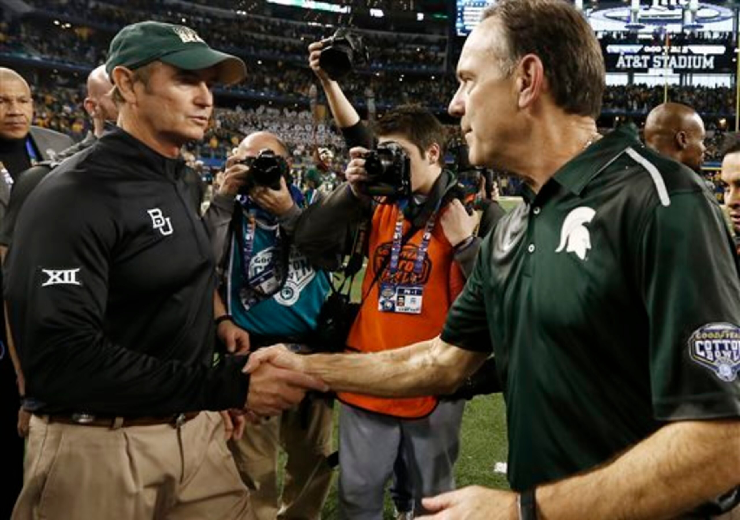 Baylor HC Art Briles and Michigan State HC Mark Dantonio