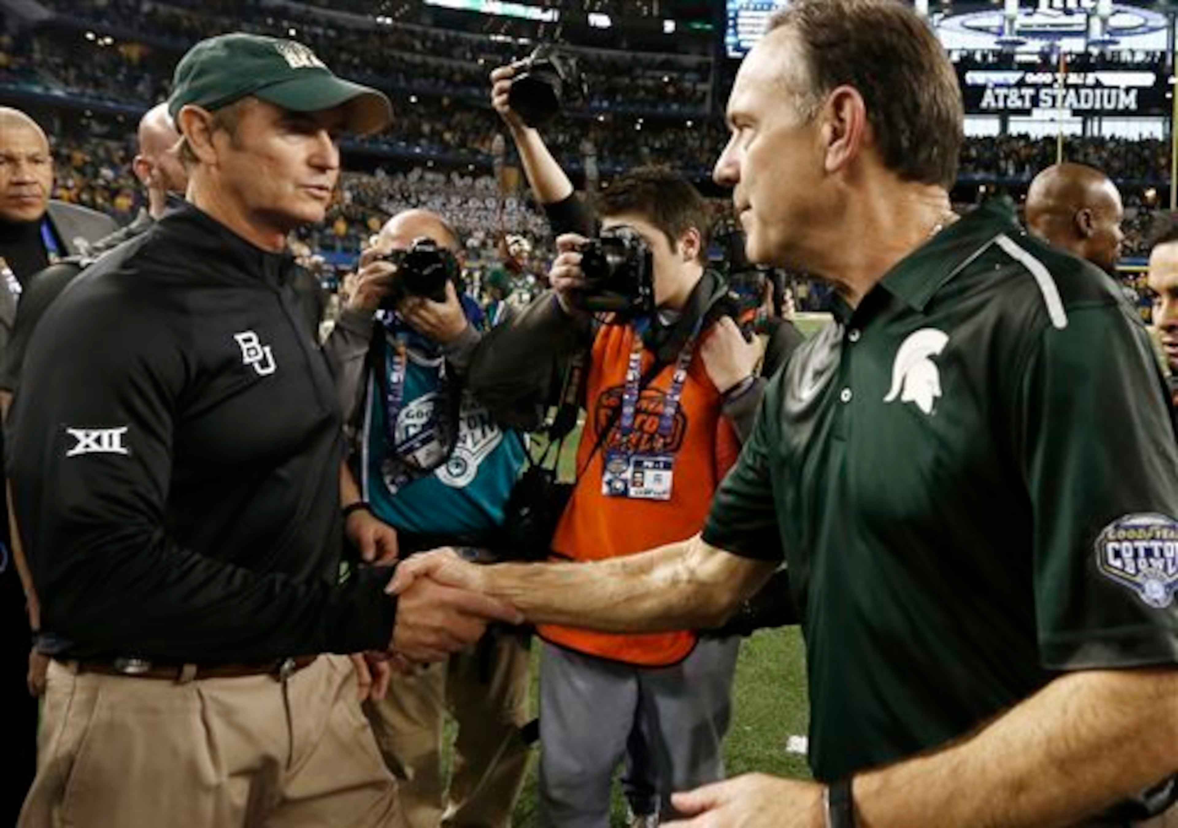 Baylor HC Art Briles and Michigan State HC Mark Dantonio