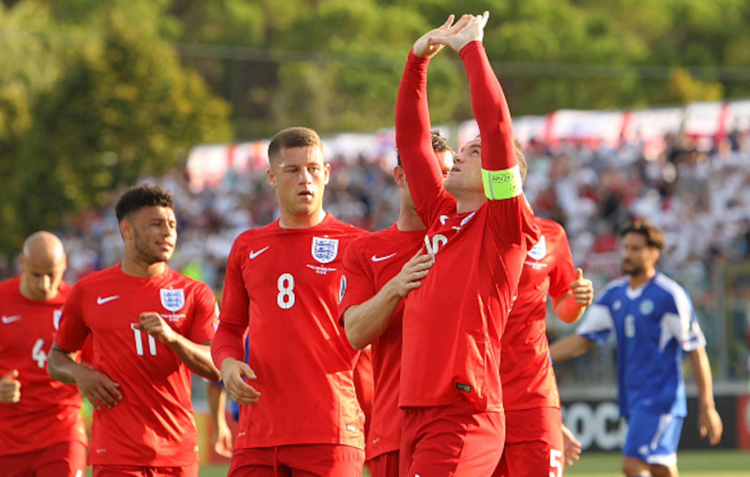 Rooney celebrates after scoring his 48th England goal.