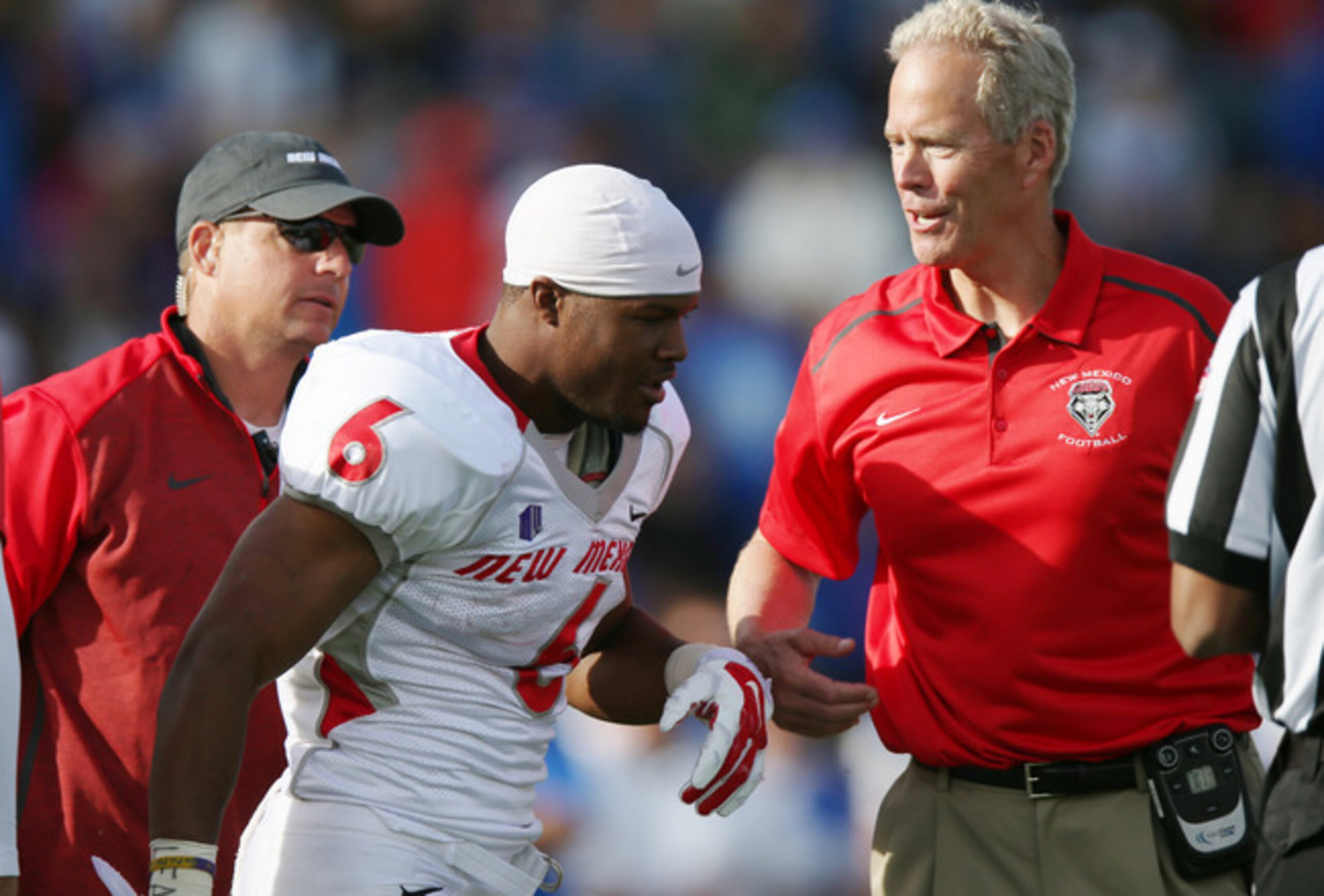 New Mexico RB Jhurell Pressley and HC Bob Davie