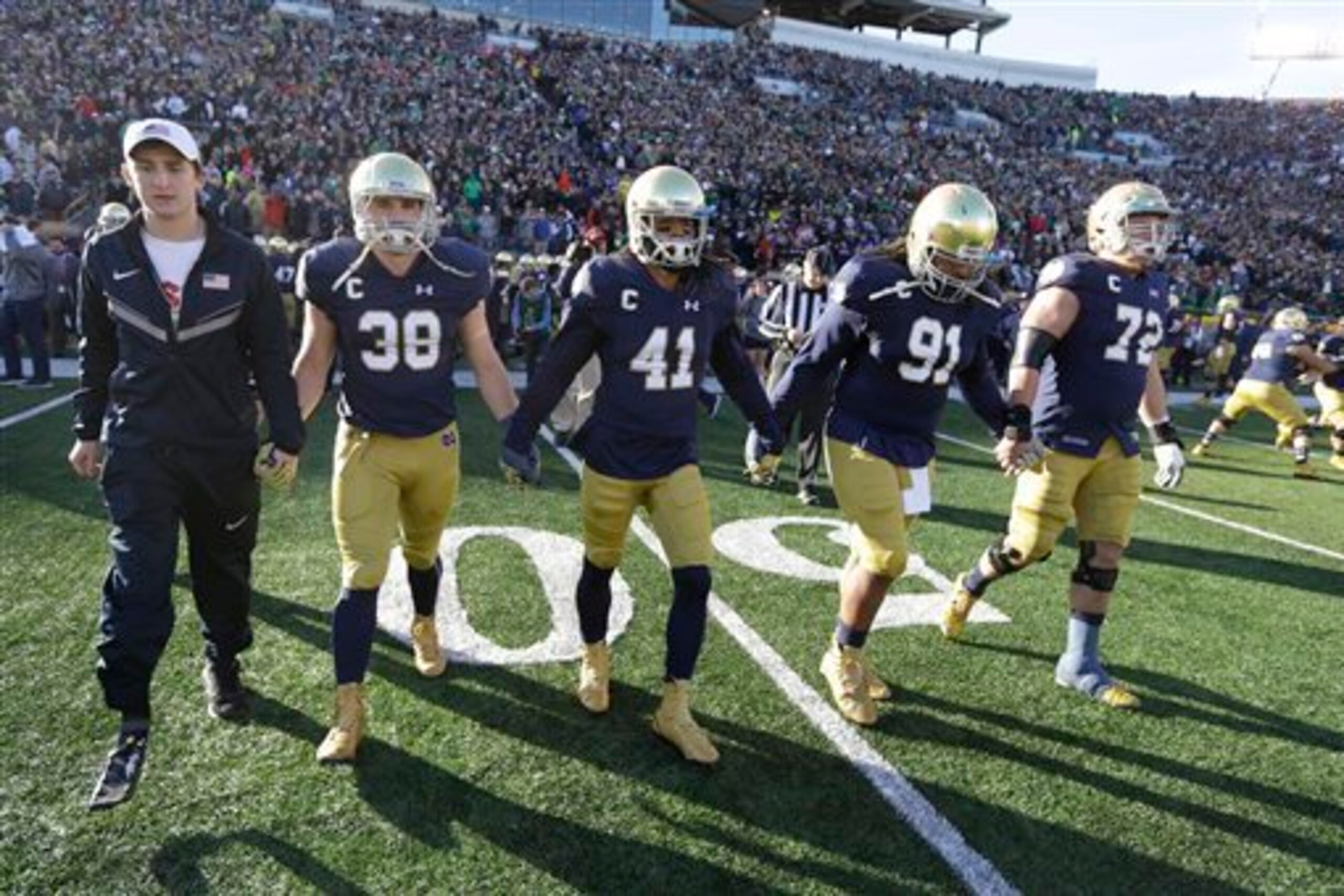 Notre Dame is looking to maintain its current standing in the playoffs. Notre Dame is looking to maintain its current standing in the playoffs.