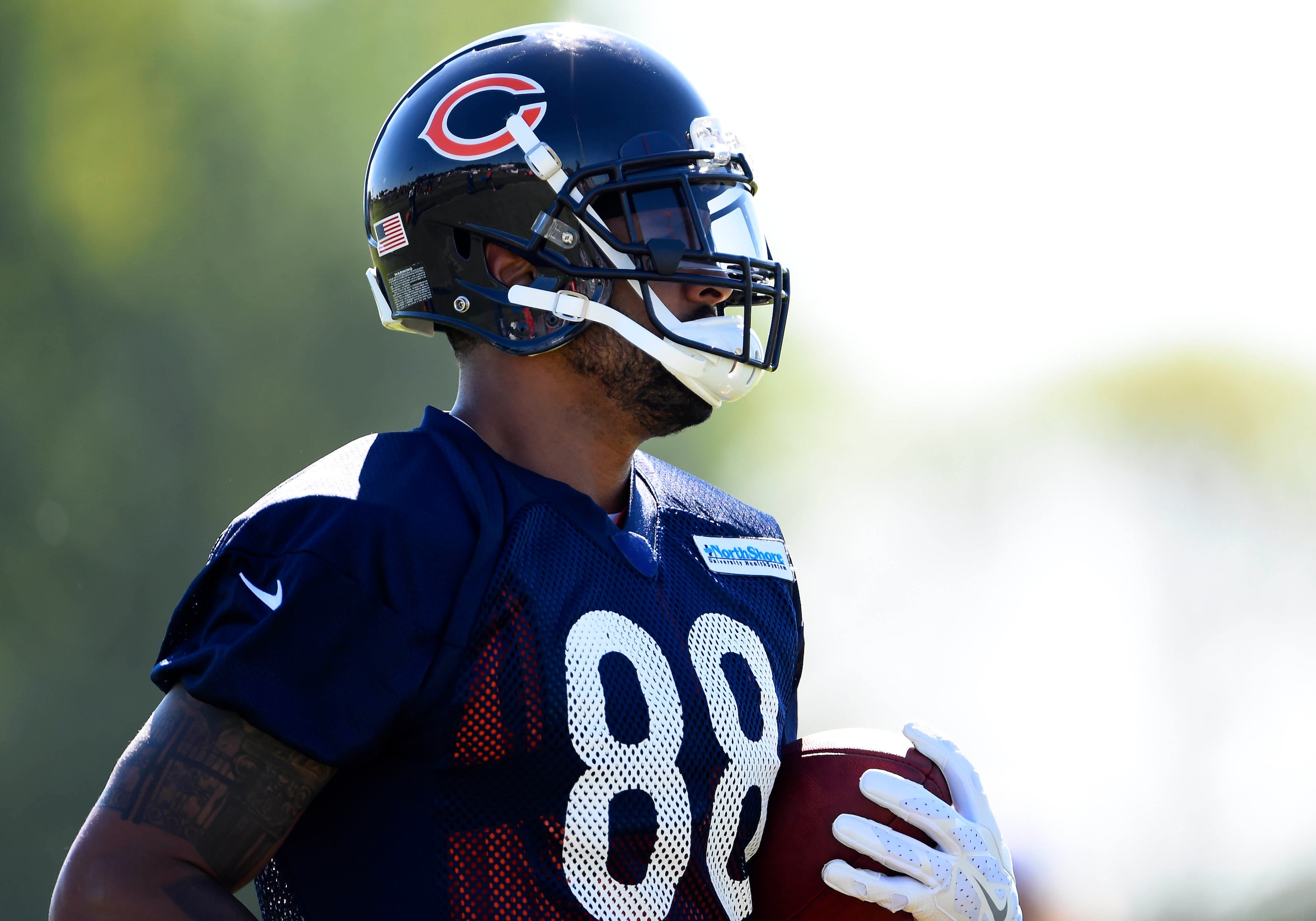 Veteran Dante Rosario is one of a handful of tight ends competing for a roster spot behind Martellus Bennett.