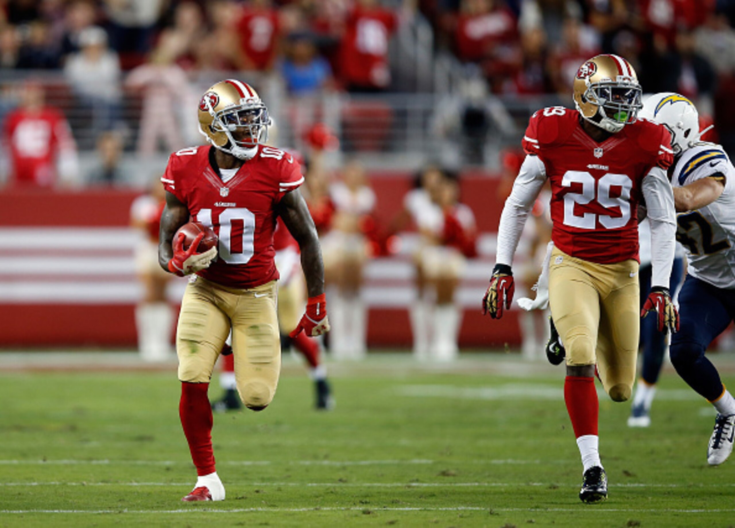 Ellington's 70-yard touchdown reception in the first quarter will influence where he fits on the depth chart.