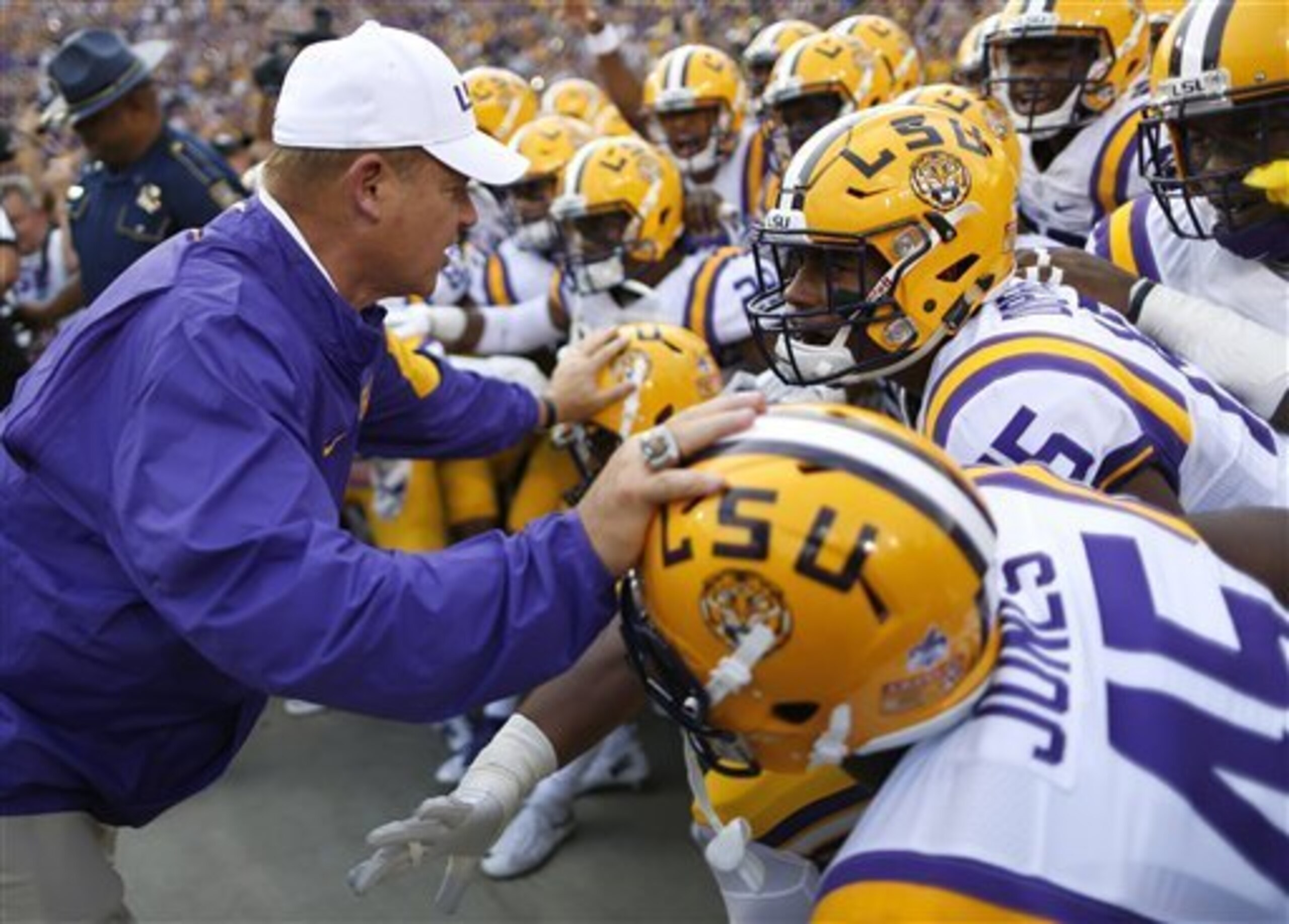Les Miles and LSU were disappointed when storms washed out the 2015 opener.