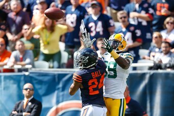 Veteran cornerback Alan Ball had his hands full against Green Bay's James Jones in Week 1.