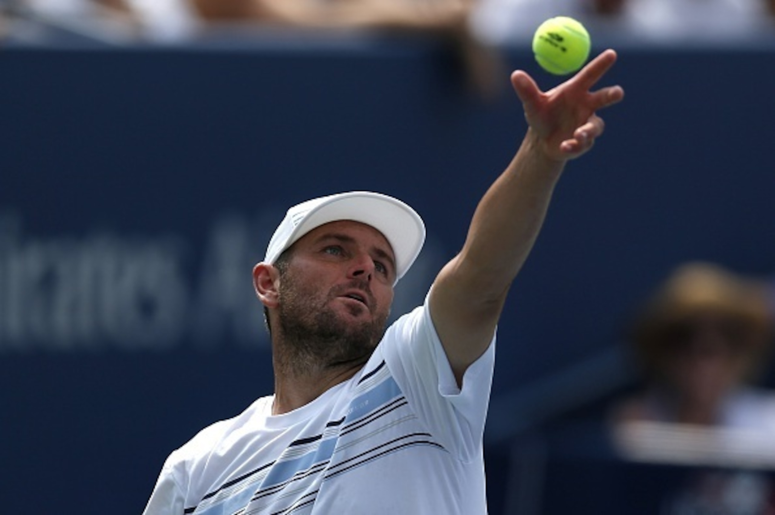 Mardy Fish serves during his second-round match at the U.S. Open.