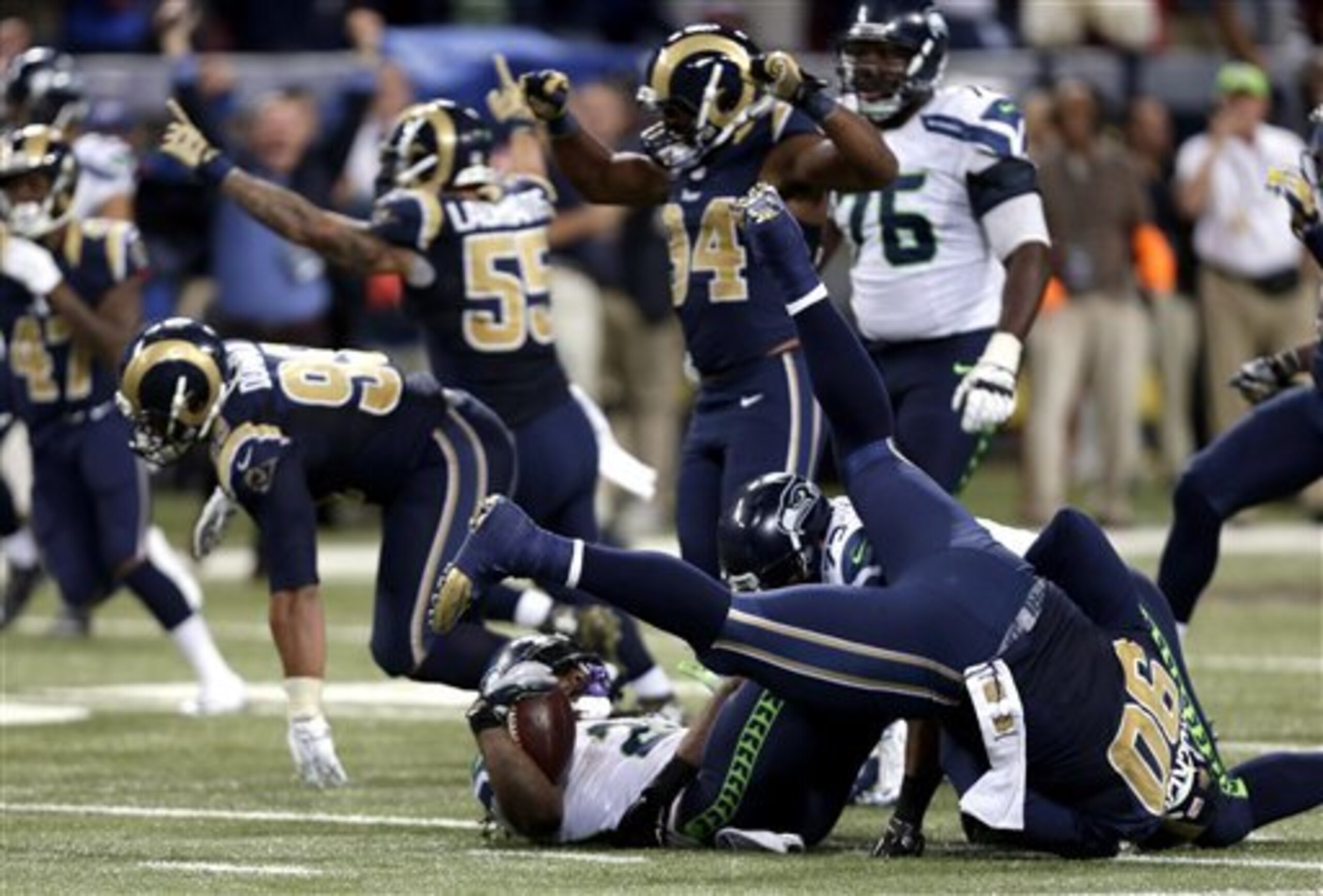 The offensive line was manhandled throughout the game, including Marshawn Lynch's final carry in overtime.