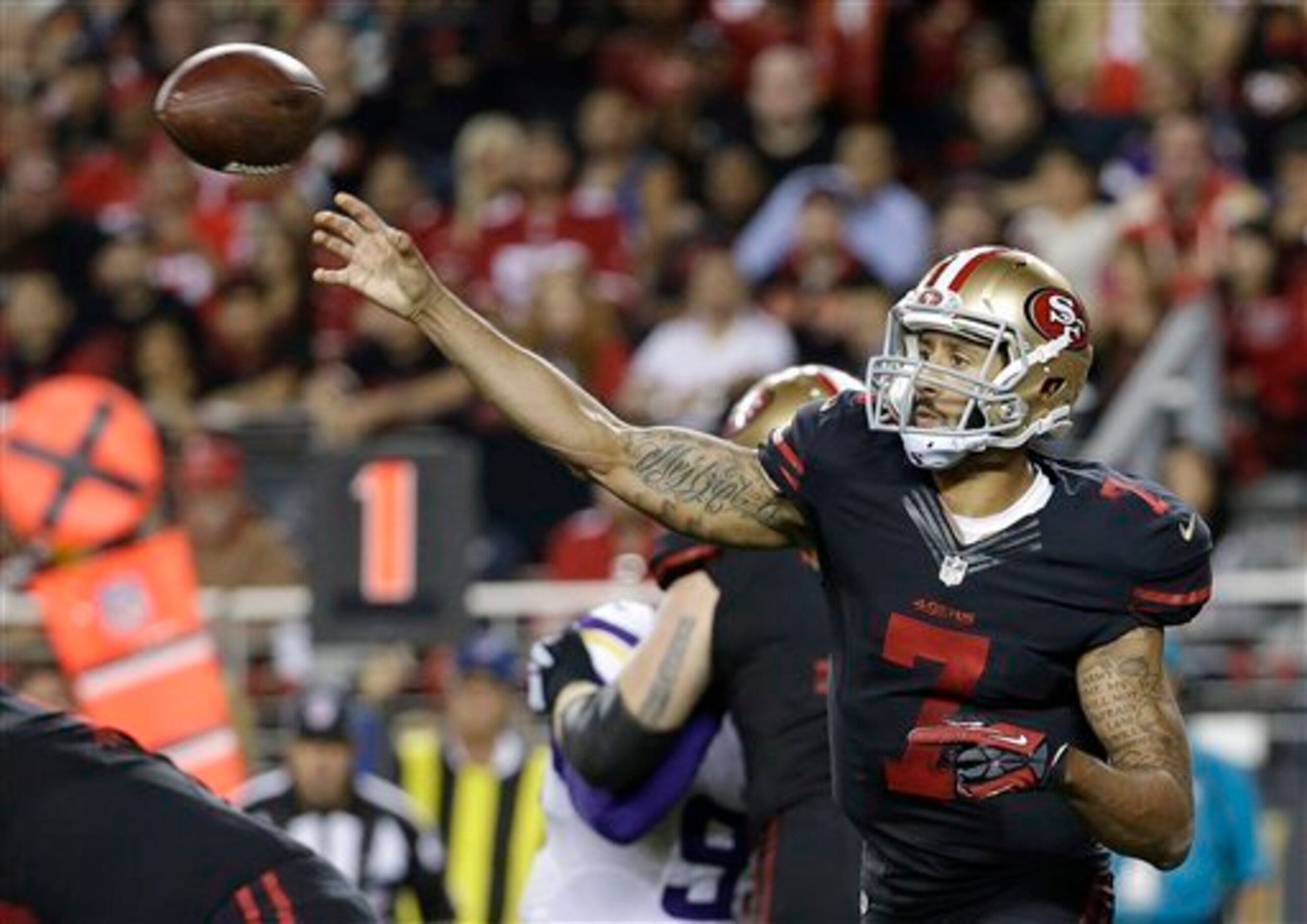 Quarterback Colin Kaepernick maintained his pocket presence in the 49ers' victory Monday night.
