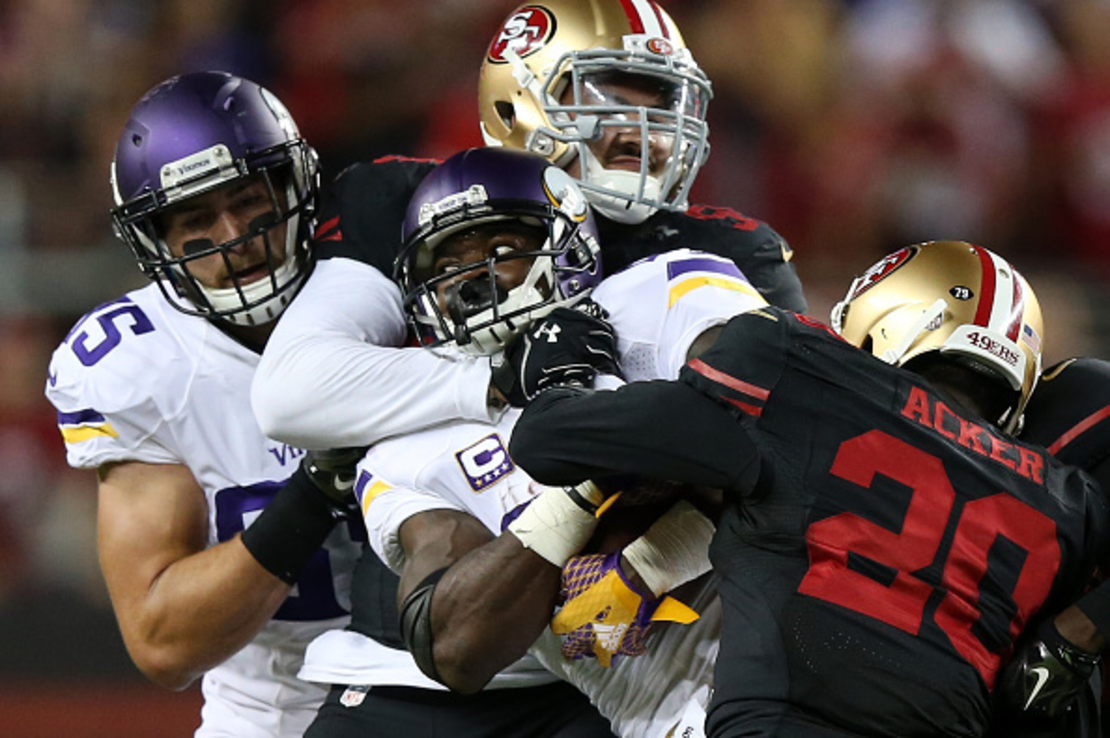San Francisco's defense suffocated Vikings quarterback Teddy Bridgewater over the course of the contest.