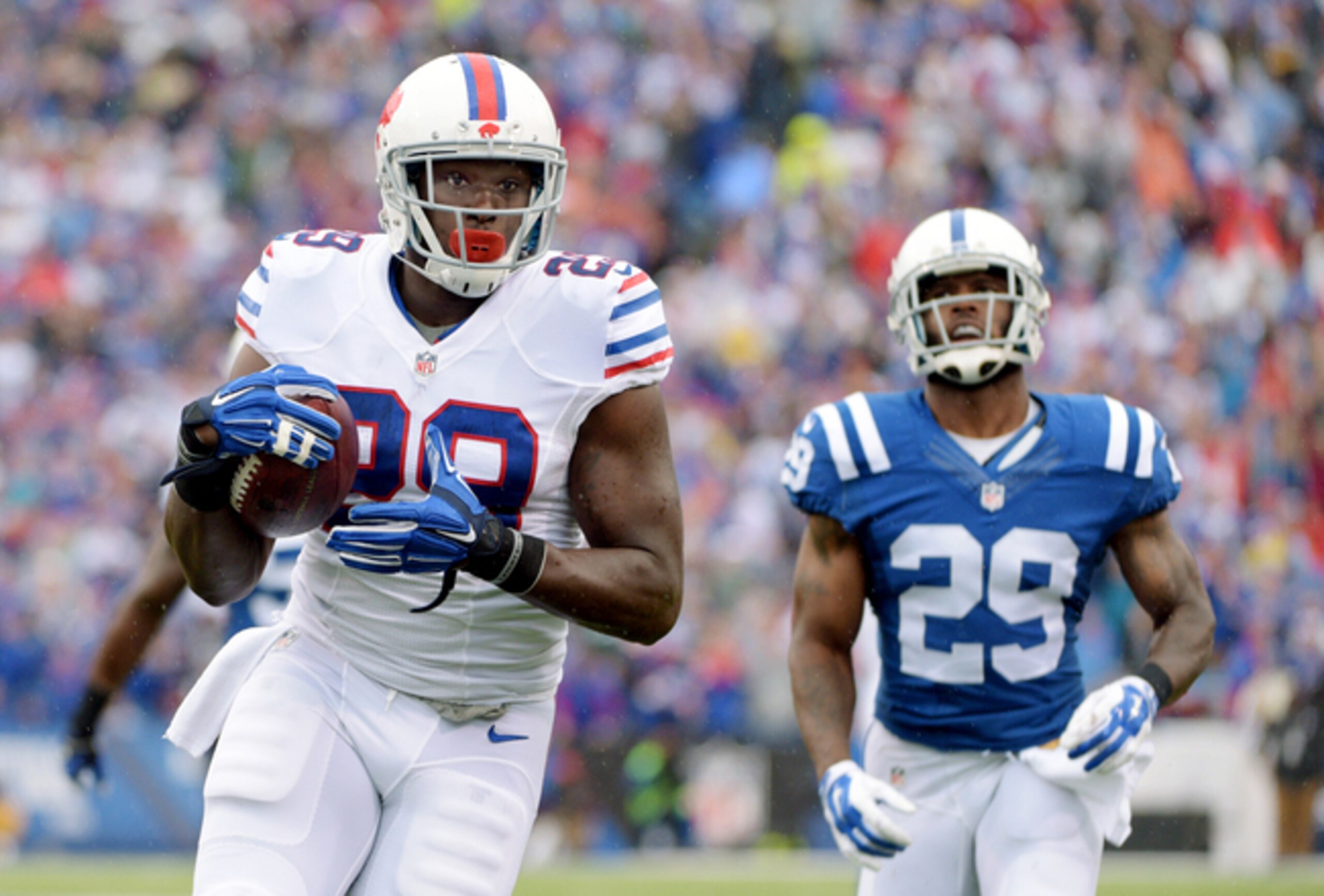 Bills running back Karlos Williams found the end zone on a 26-yard run. Bills running back Karlos Williams found the end zone on a 26-yard run.