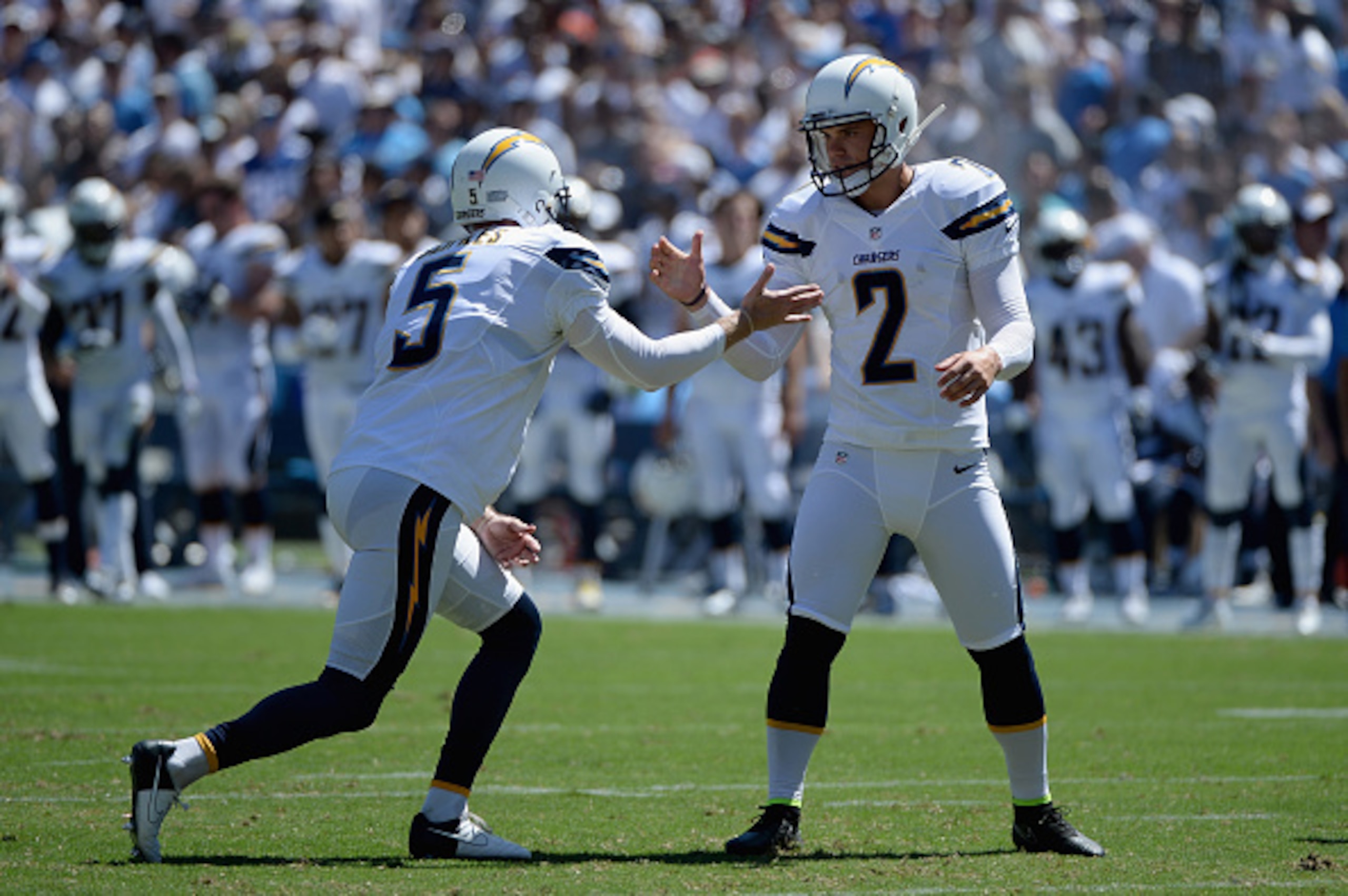 Chargers' kicker Josh Lambo (No. 2) had a solid debut. Chargers' kicker Josh Lambo (No. 2) had a solid debut.