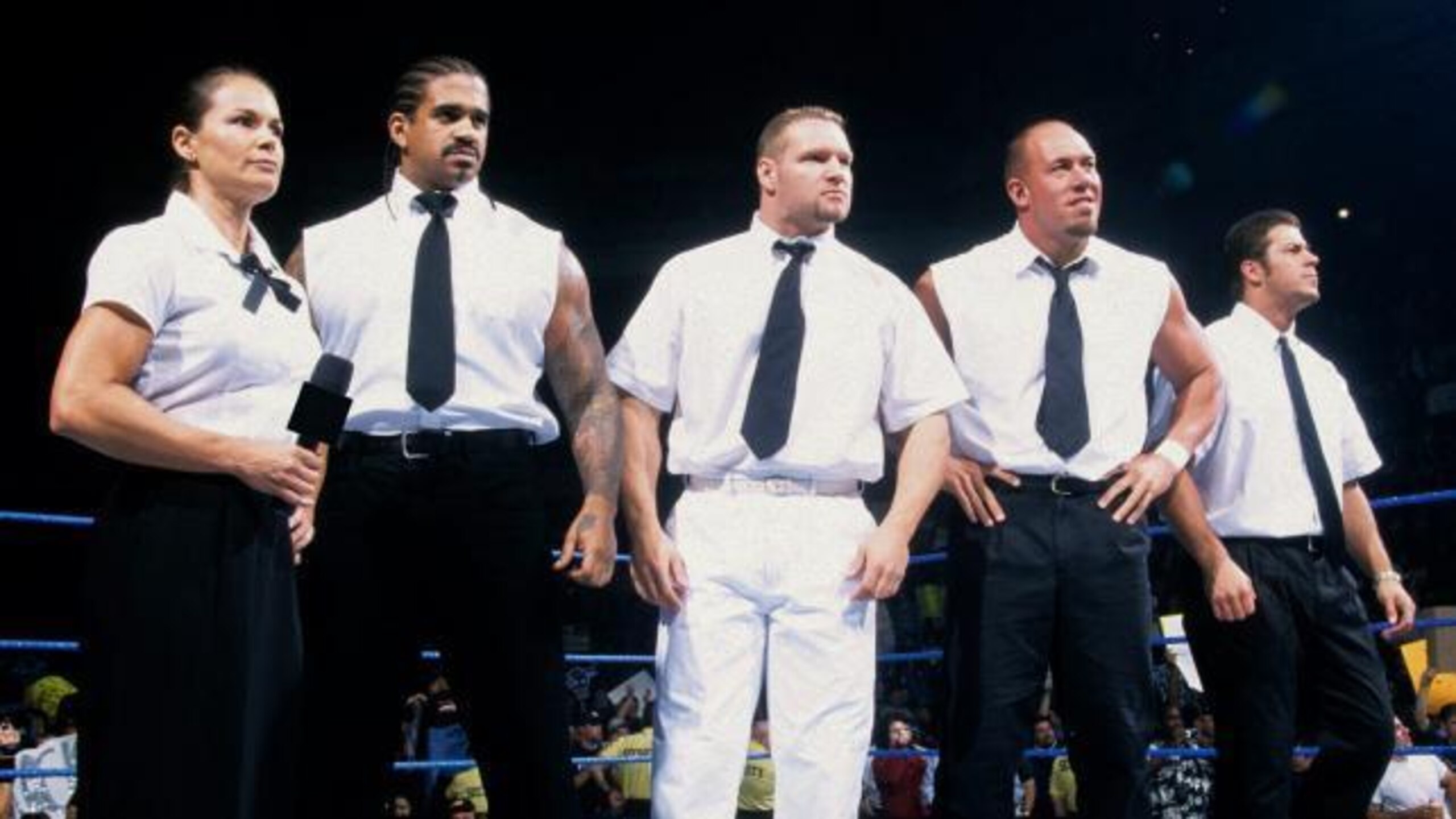 The B/R Expert Panel for WWE Night of Champions includes (from left) Erik Beaston, Brad Jones, Anthony Mango, Aaron Bower and James Moffat.