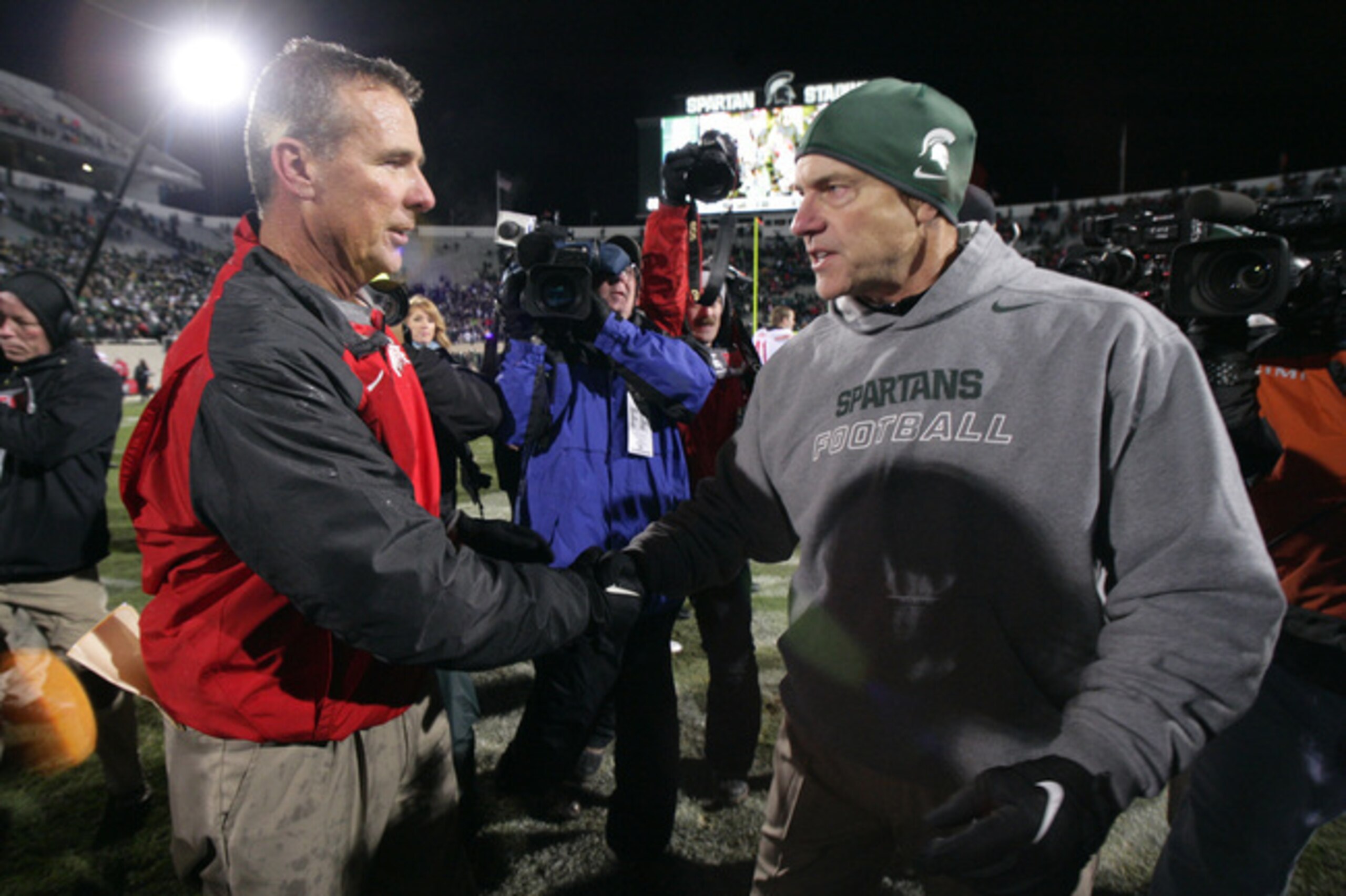 Ohio State head coach Urban Meyer and Michigan State head coach Mark Dantonio