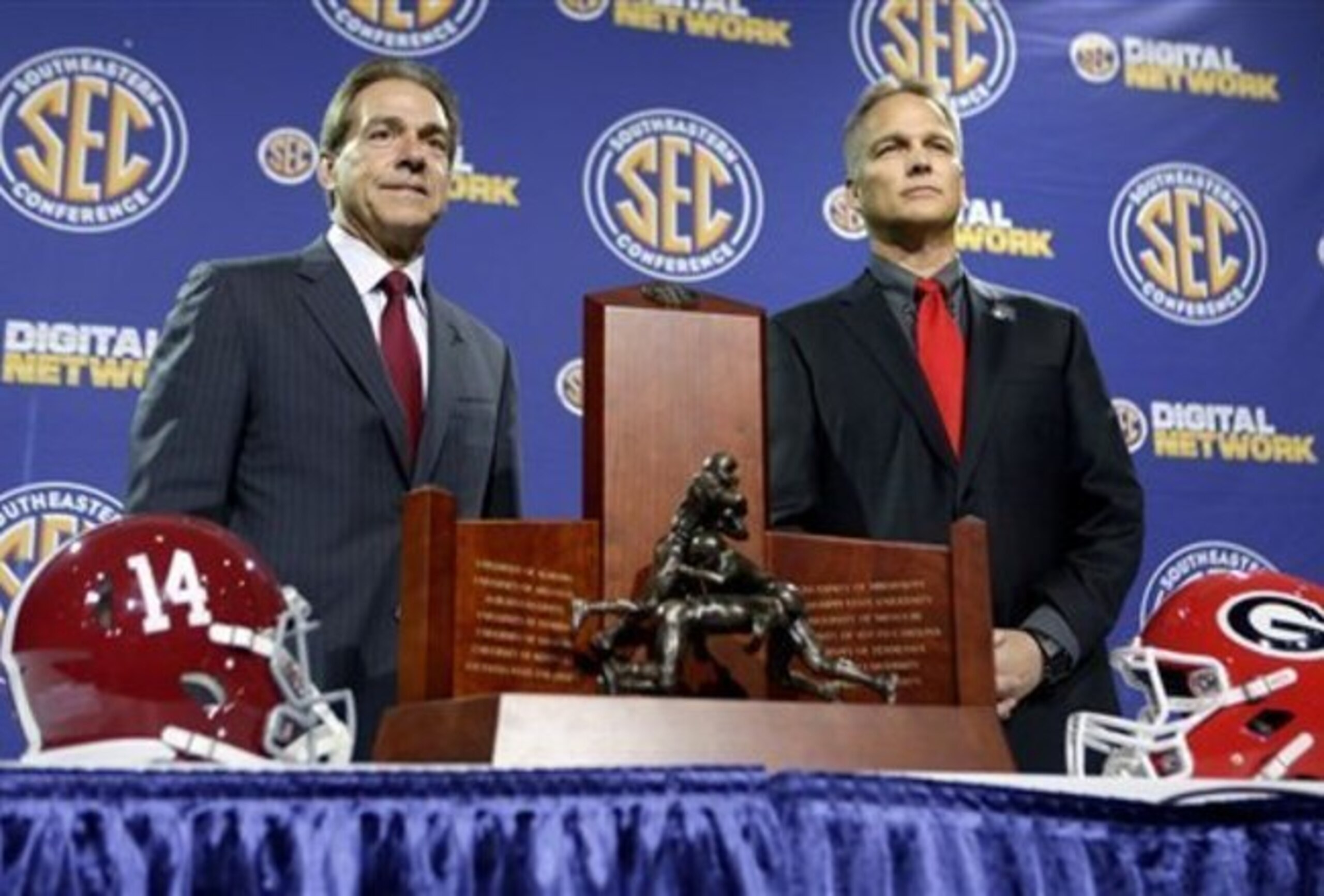 Alabama head coach Nick Saban and Georgia head coach Mark Richt