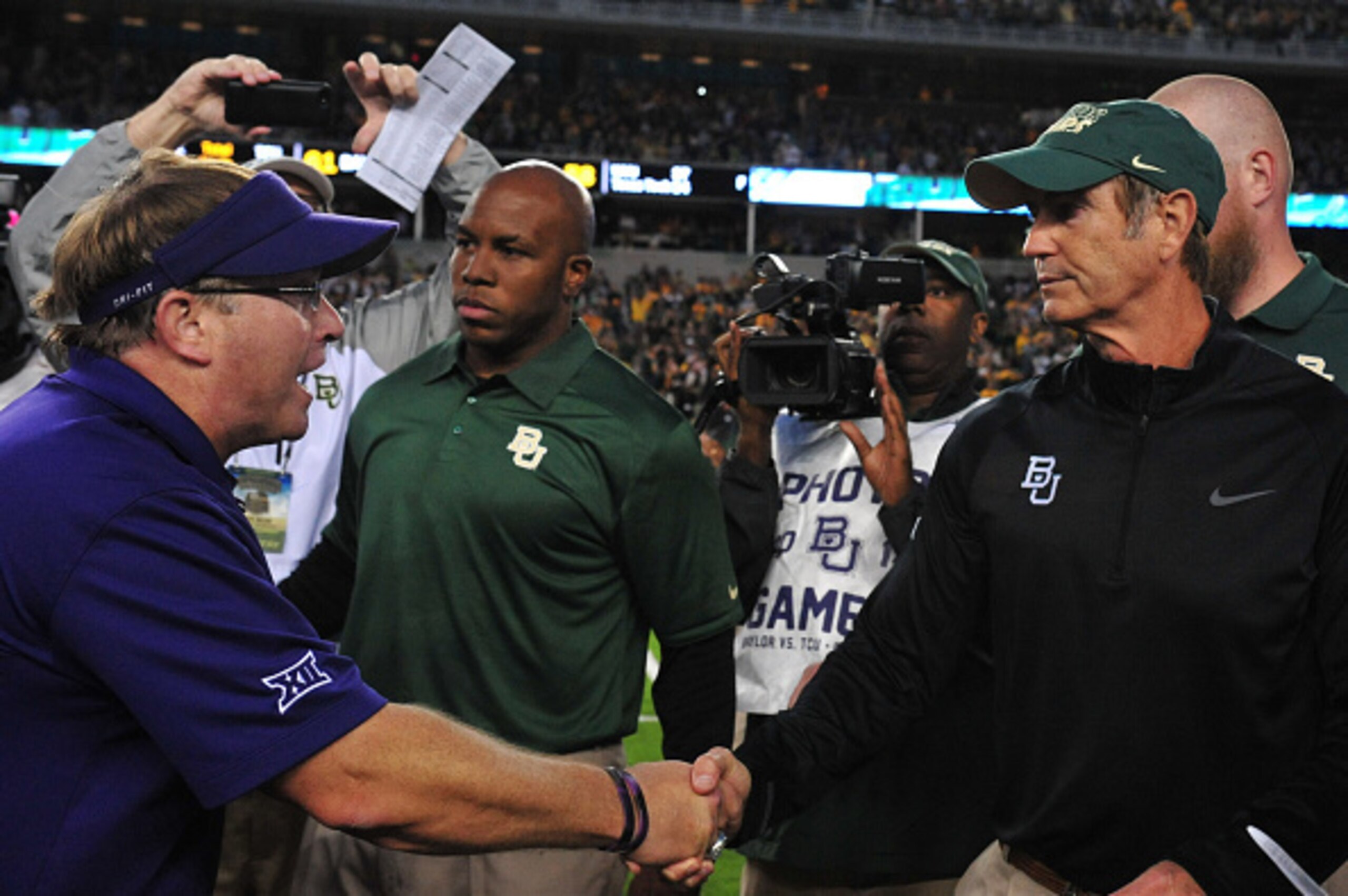 TCU head coach Gary Patterson and Baylor head coach Art Briles
