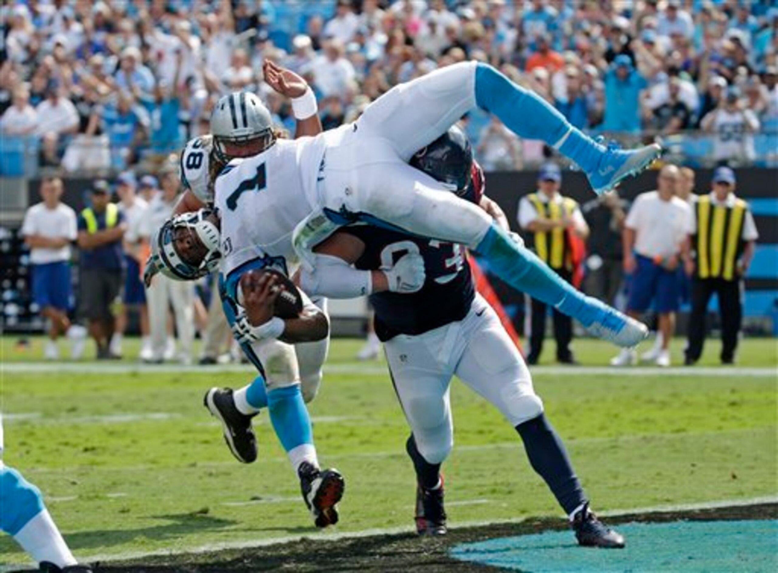 Newton and the Panthers vaulted over Houston.