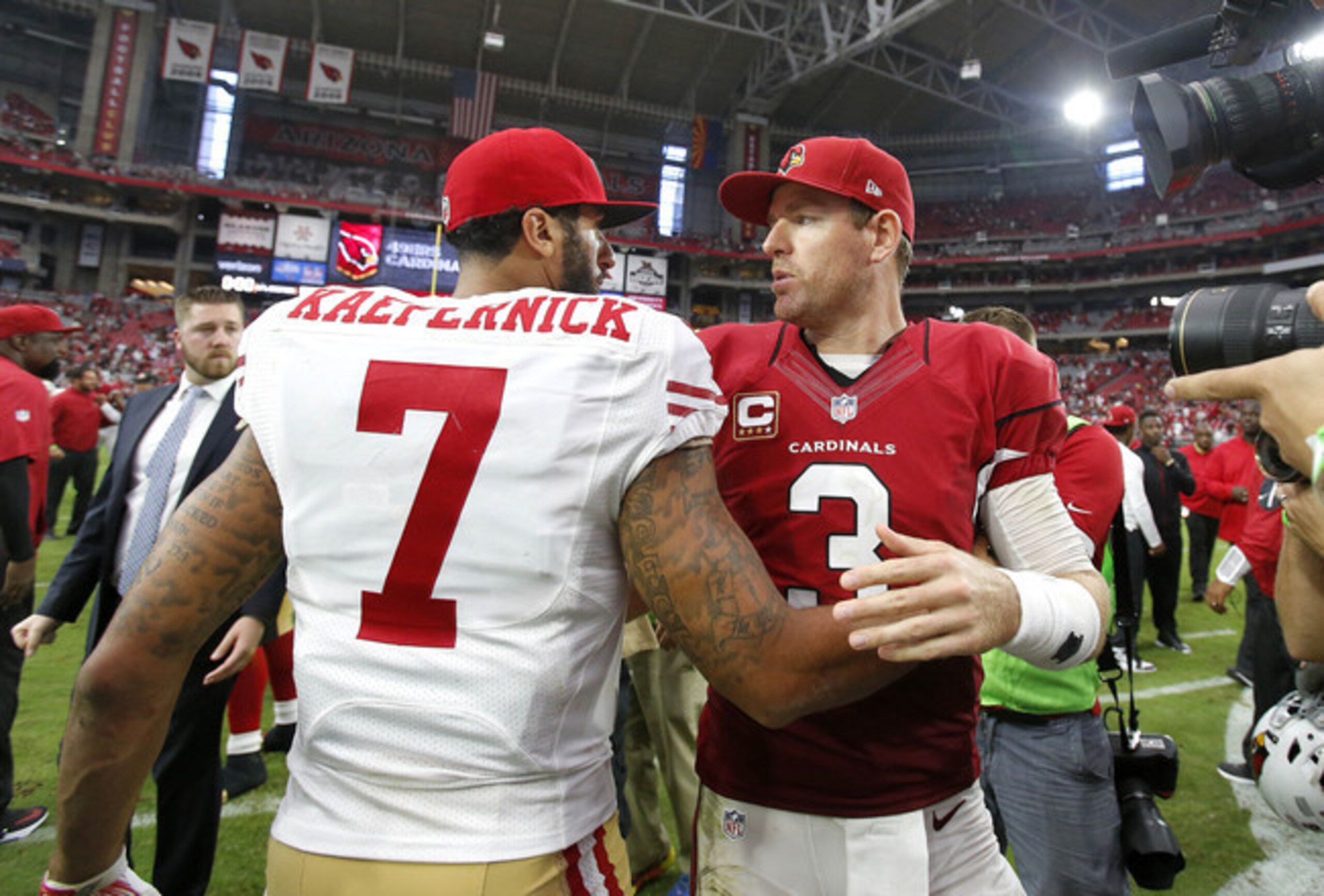 Kaepernick was more than just overshadowed by veteran quarterback Carson Palmer's performance on Sunday. Kaepernick was more than just overshadowed by veteran quarterback Carson Palmer's performance on Sunday.