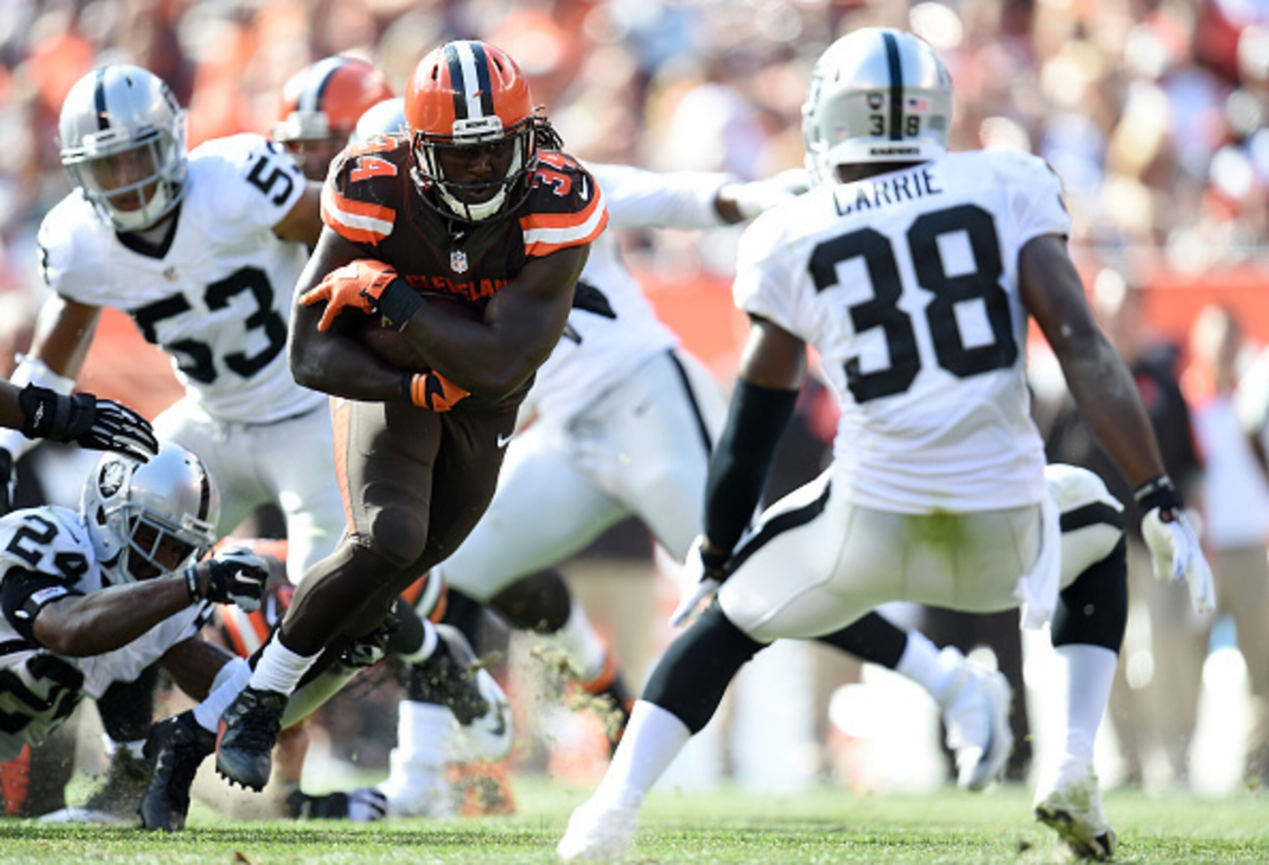 No. 38 T.J. Carrie playing strong safety