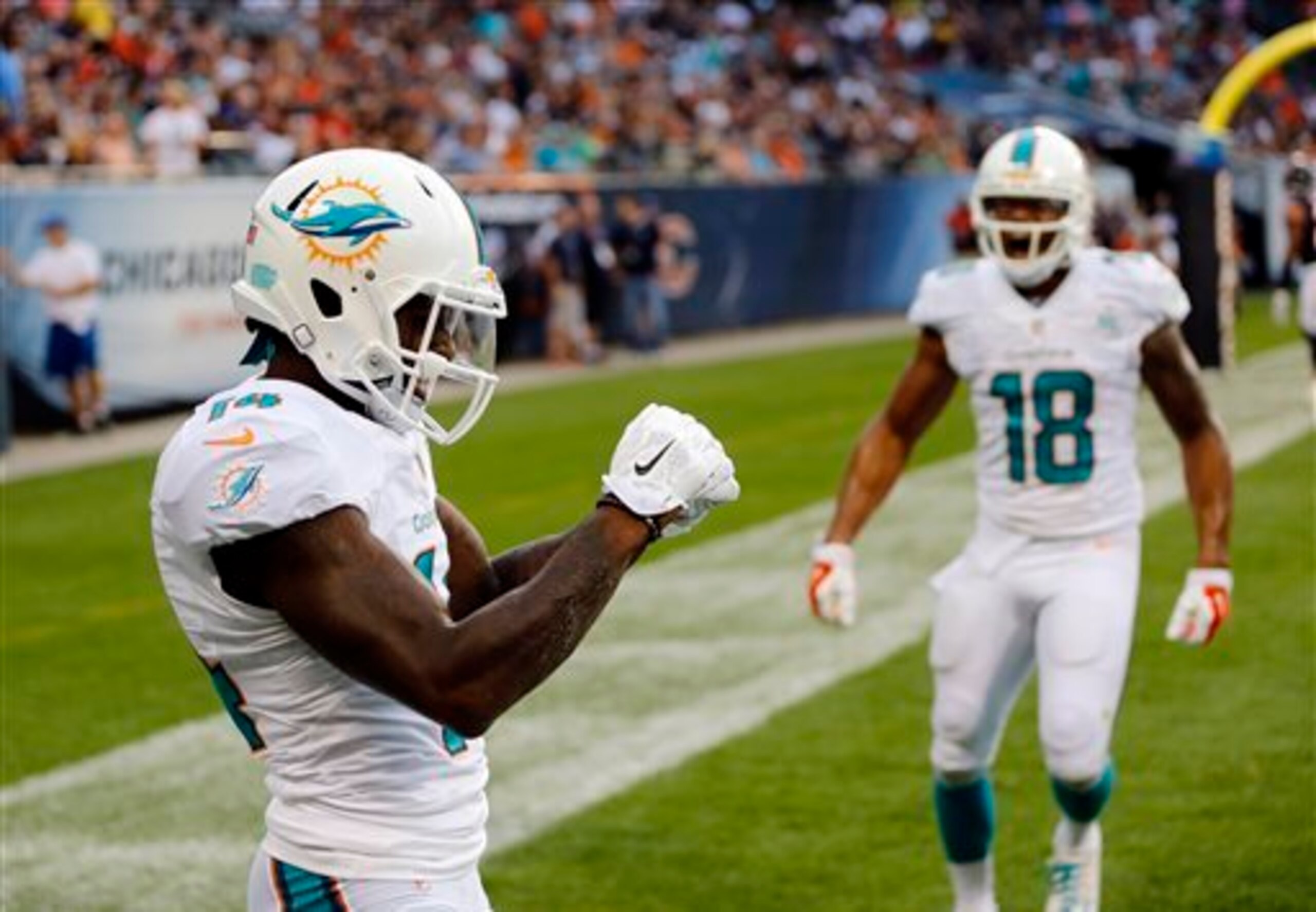Wide receivers Jarvis Landry (left) and Rishard Matthews (right) should be an even bigger part of the Dolphins' game plan.