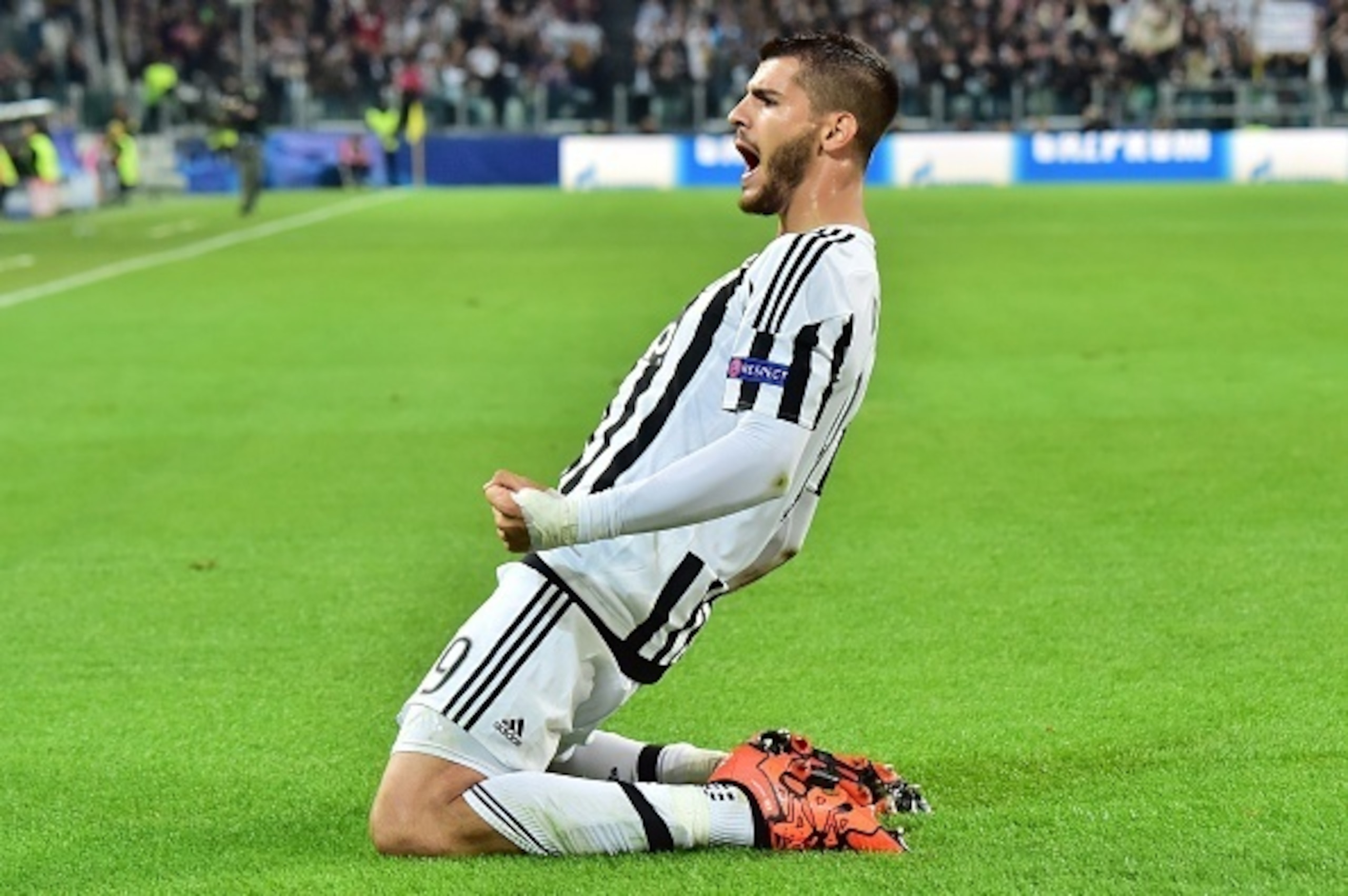 Morata celebrates his opener.