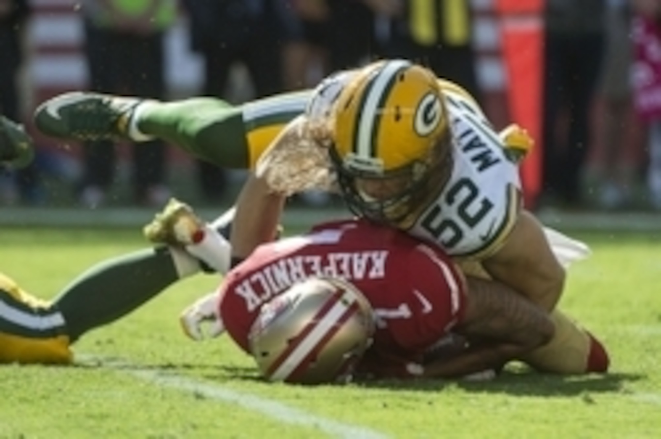 Linebacker Clay Matthews had no trouble mocking Kaepernick multiple times on Sunday. Linebacker Clay Matthews had no trouble mocking Kaepernick multiple times on Sunday.