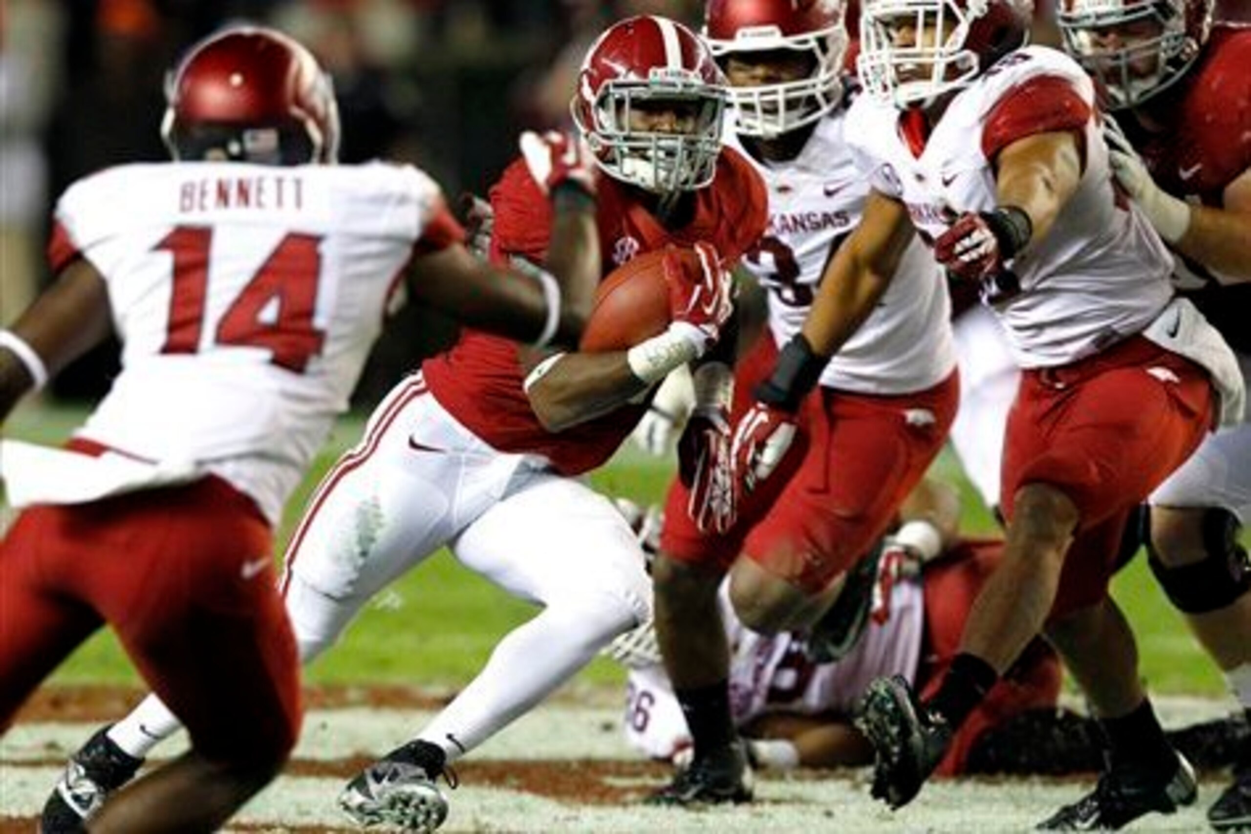 Arkansas has yet to defeat Alabama coached by Nick Saban.