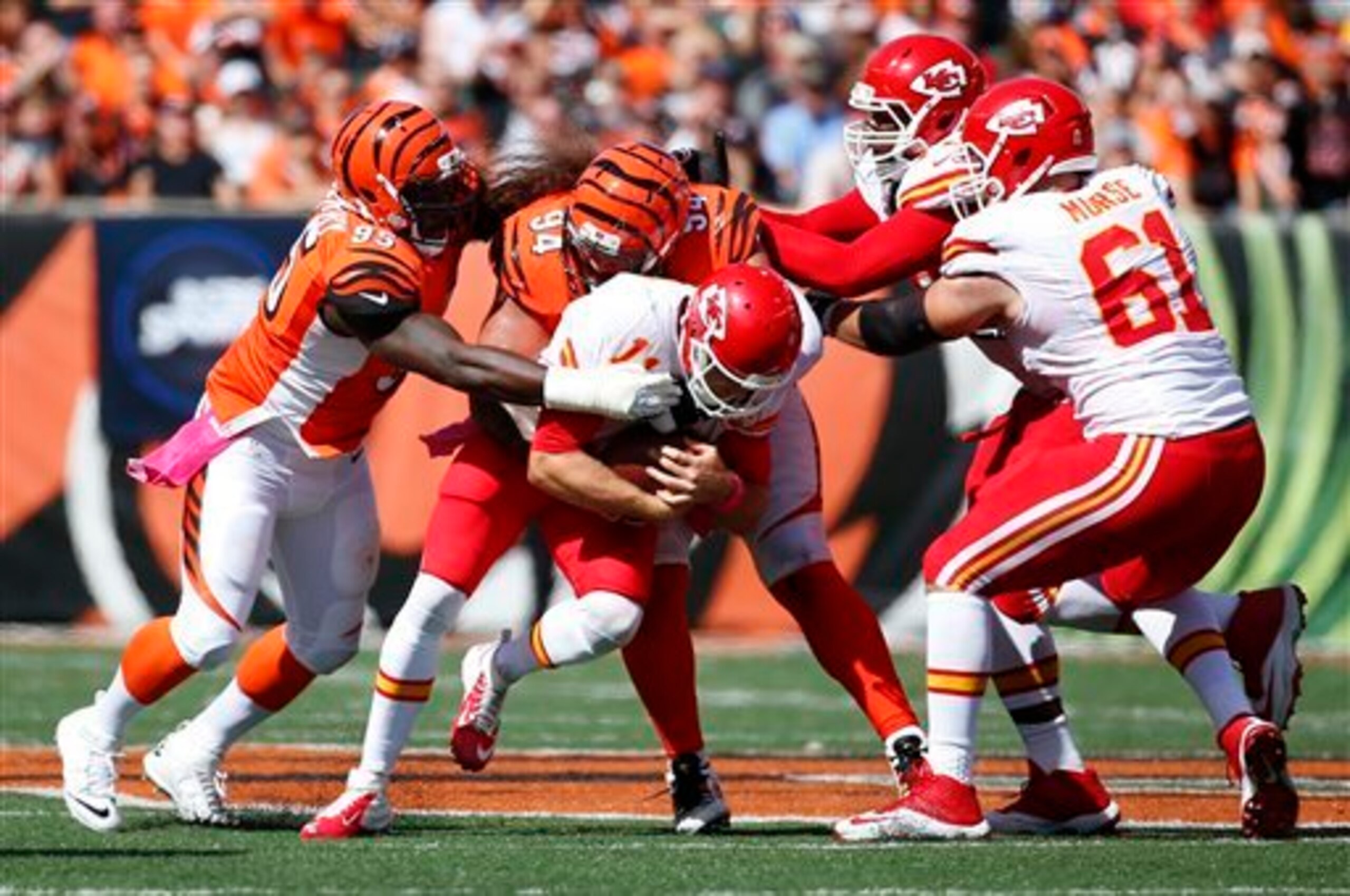 Domata Peko recorded two sacks in Week 4. Domata Peko recorded two sacks in Week 4.