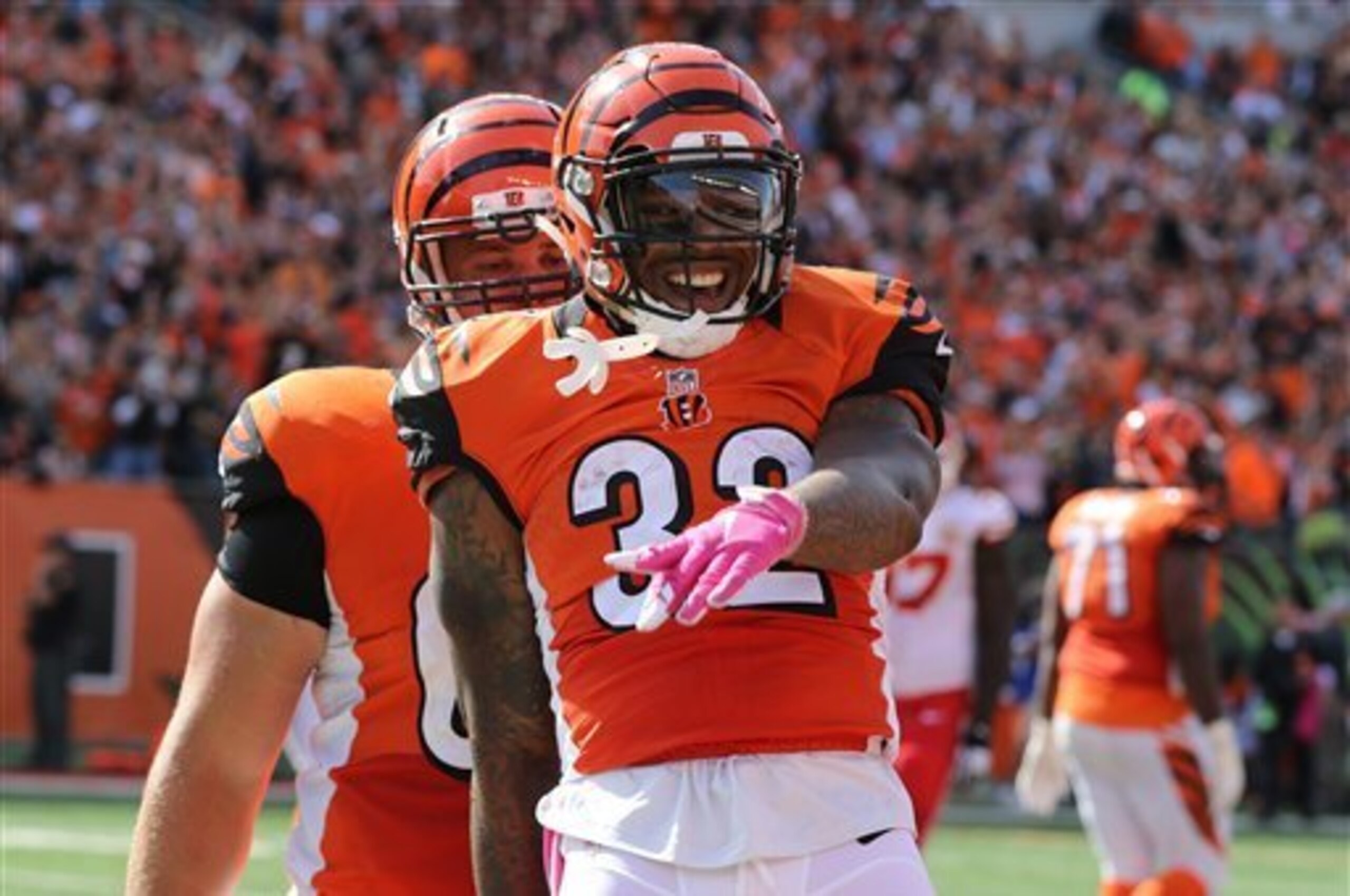 Jeremy Hill led the Bengals with three scores in Week 4.