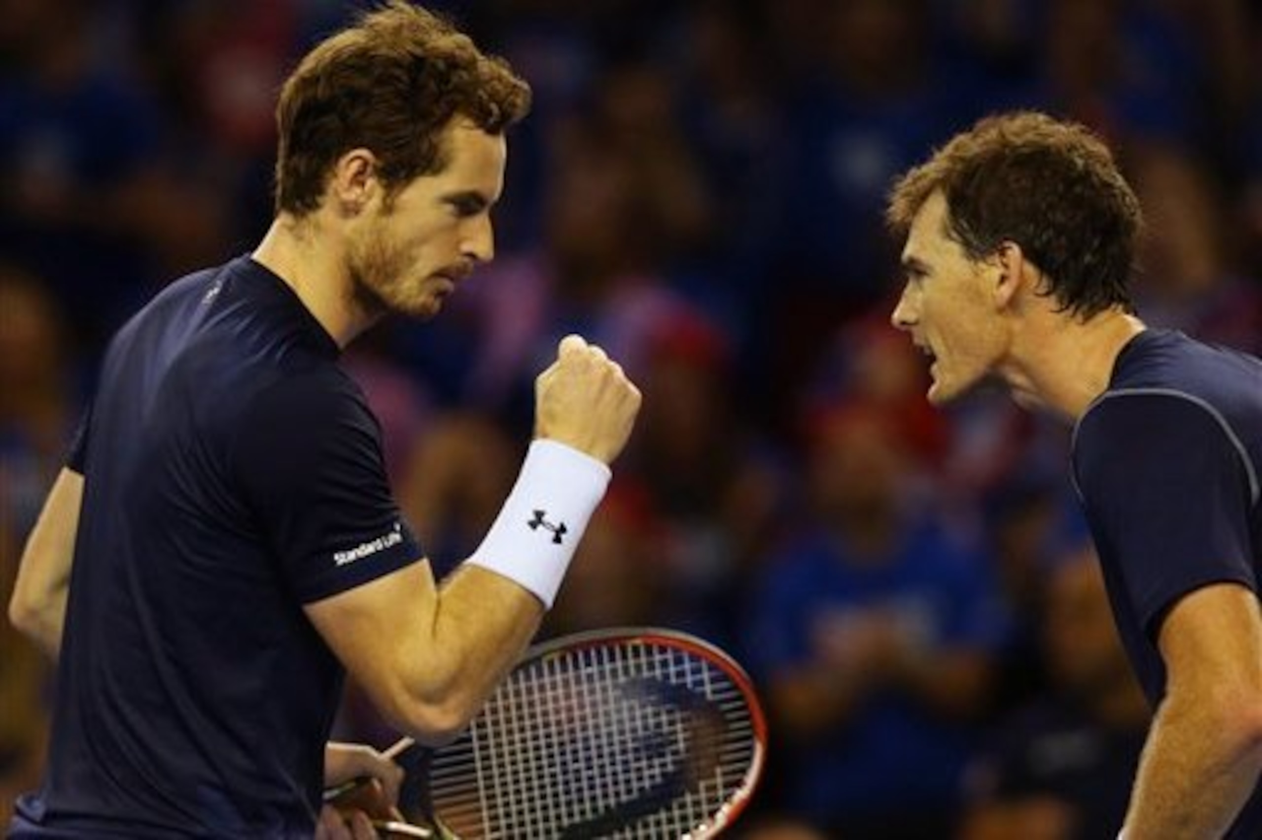 Andy and Jamie Murray during a 2015 Davis Cup tie.