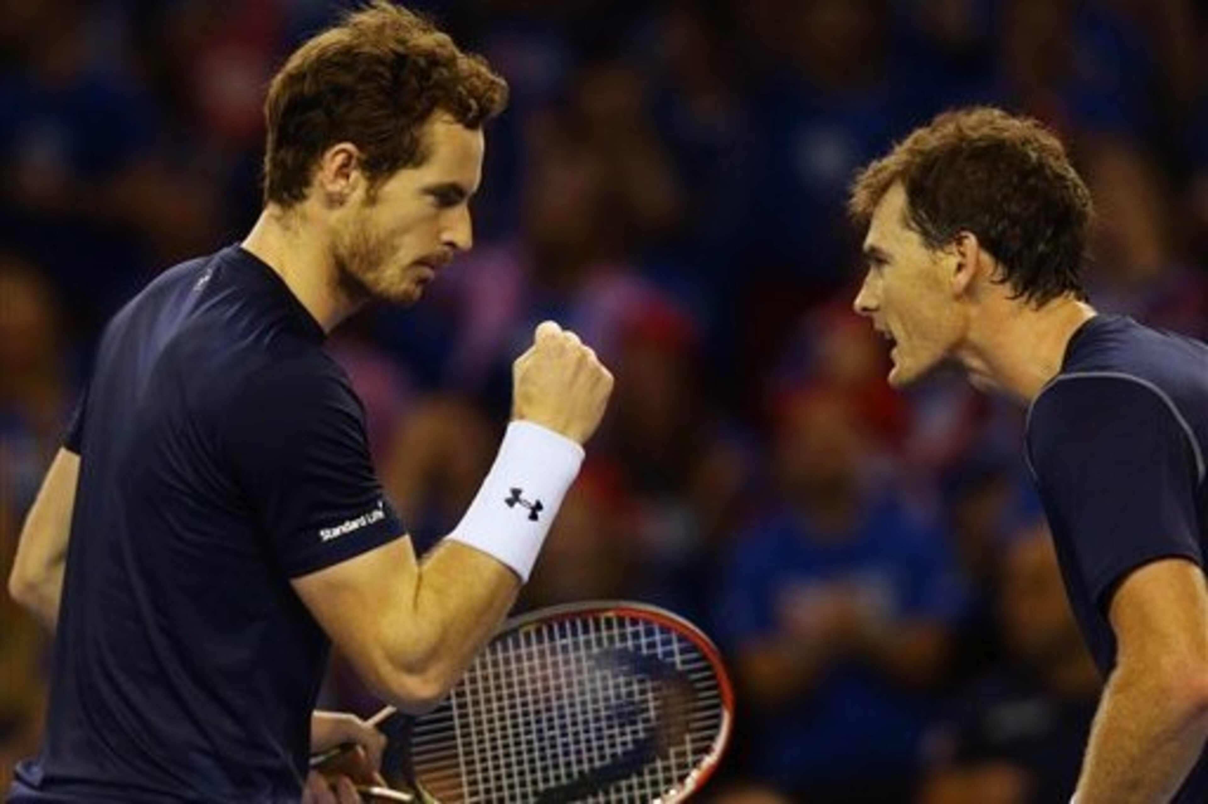 Andy and Jamie Murray during a 2015 Davis Cup tie.