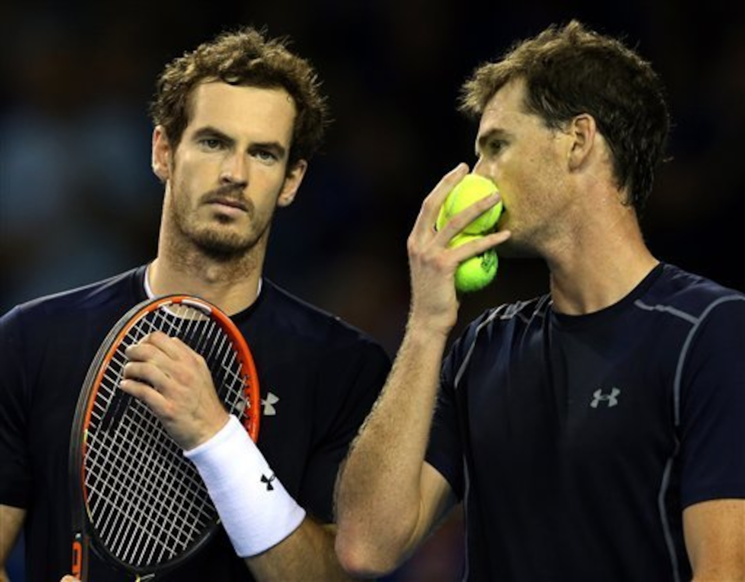 Andy and Jamie Murray during a Davis Cup tie this year.
