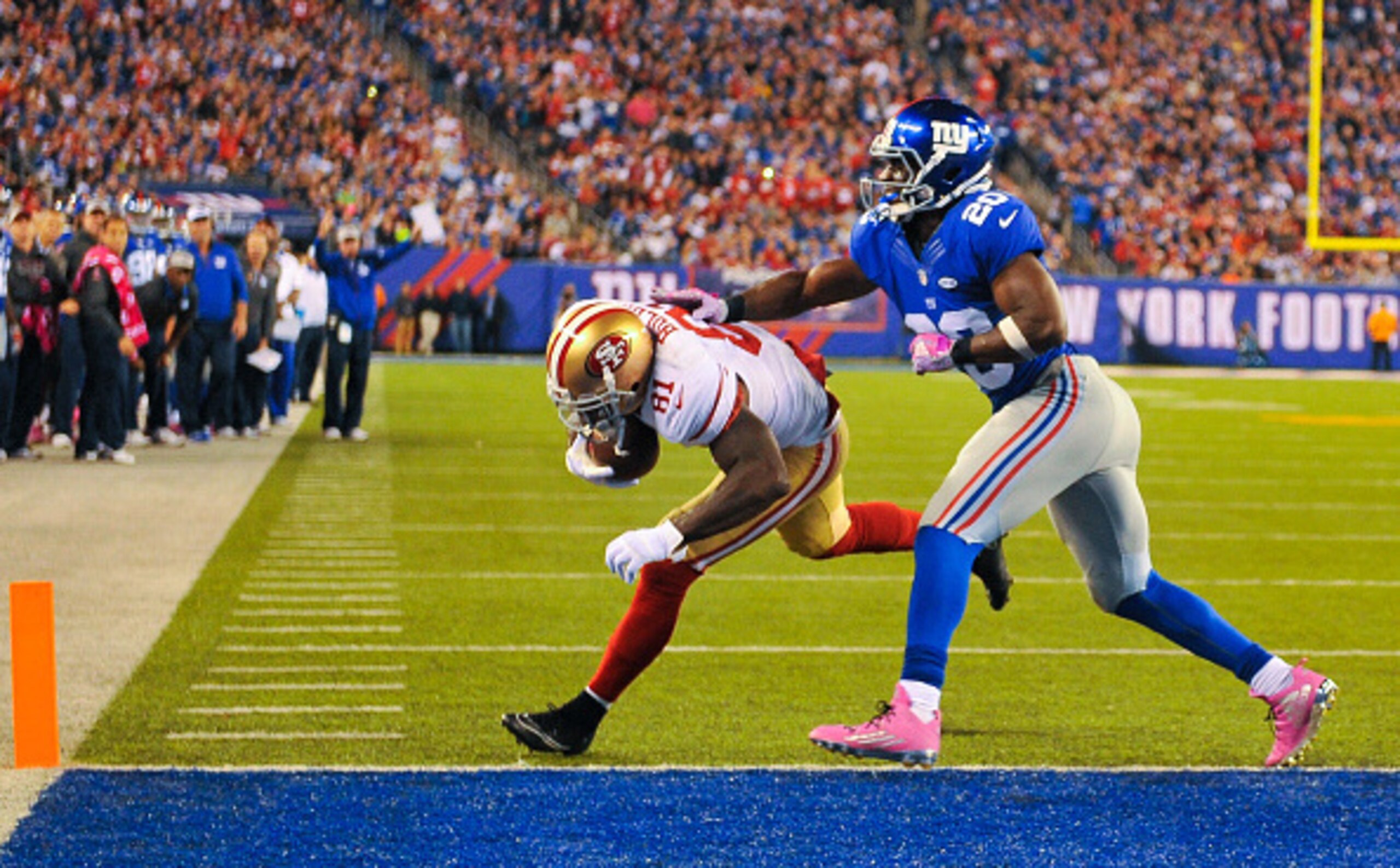 Wide receiver Anquan Boldin scored one of two receiving touchdowns for the 49ers Sunday night.