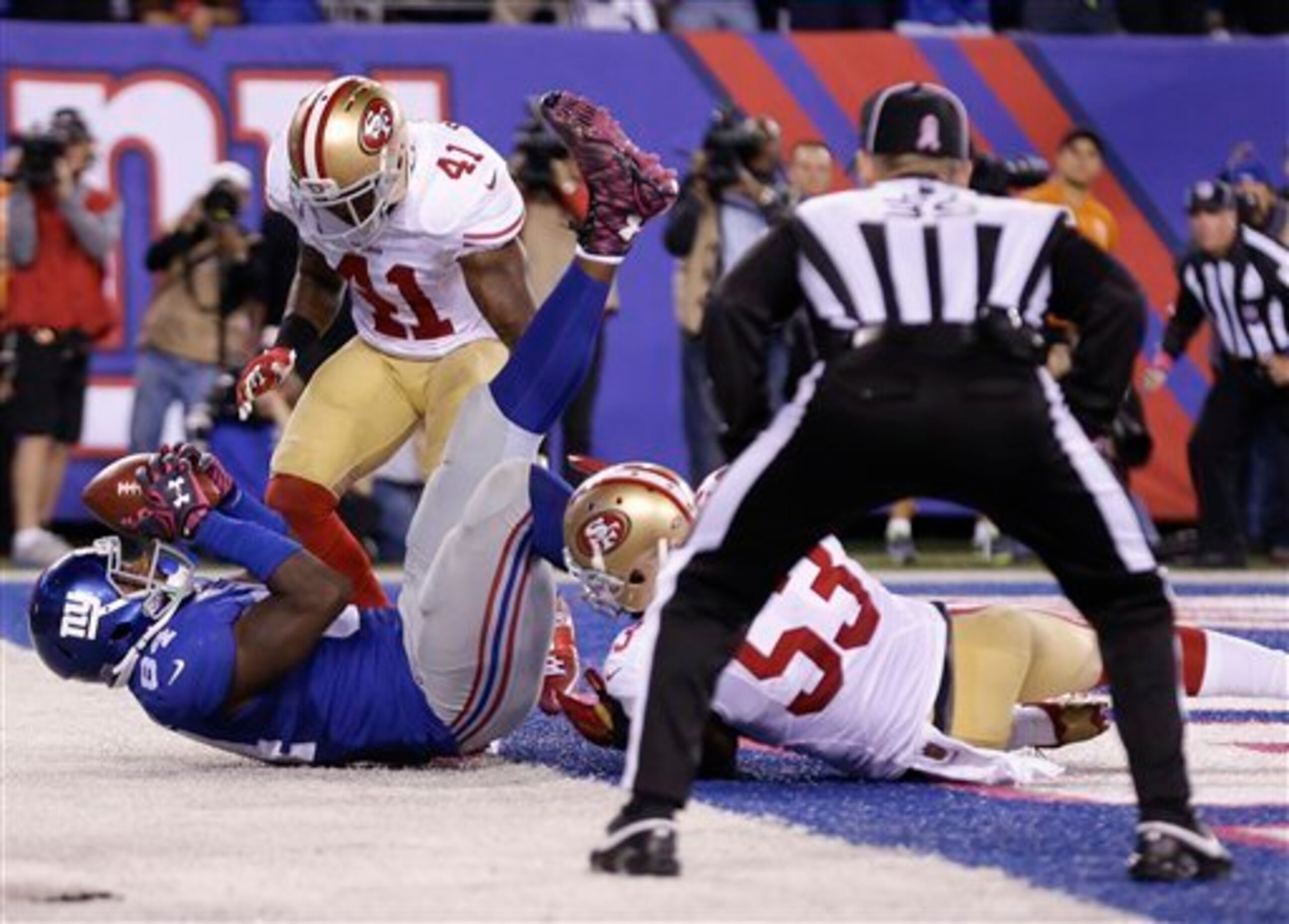 Tight end Larry Donnell came down with the game-winning touchdown when it mattered the most.