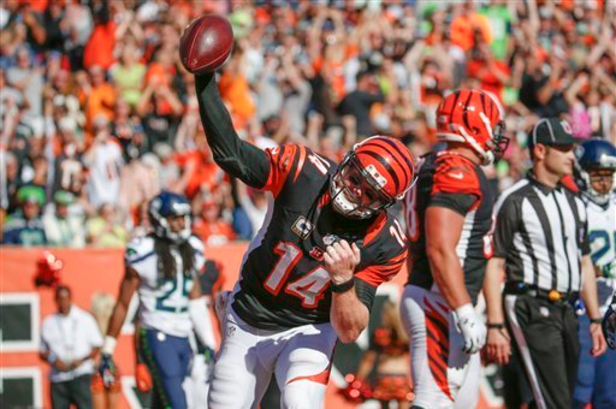 Andy Dalton overcame struggles around him to upset Seattle last week.