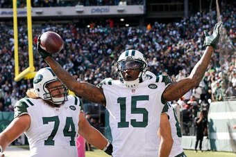Brandon Marshall celebrates a touchdown.