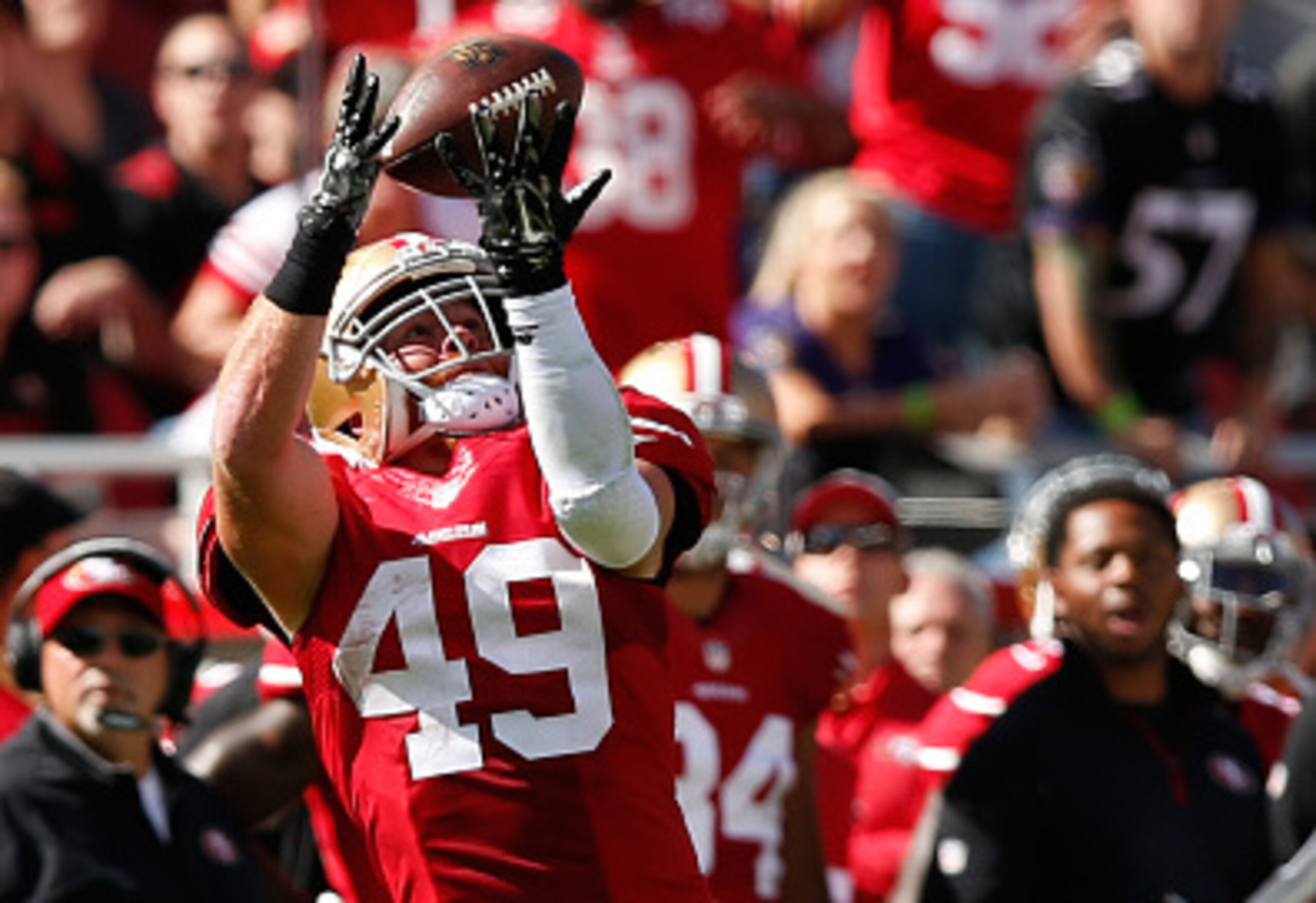 Fullback Bruce Miller was an integral part of the offense during the first half. Fullback Bruce Miller was an integral part of the offense during the first half.