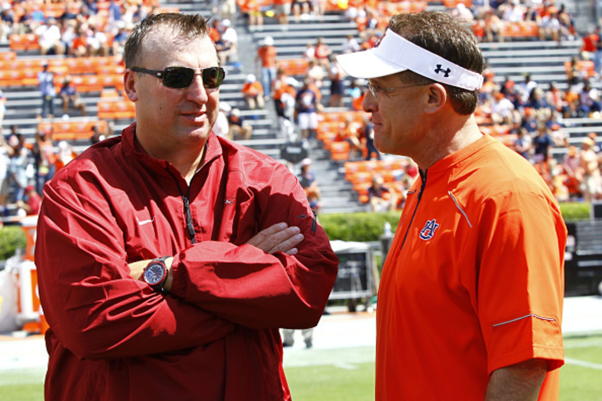 Arkansas HC Bret Bielema and Auburn HC Gus Malzahn